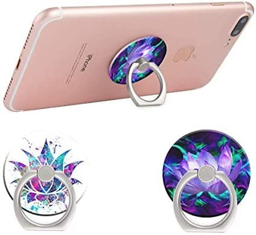 BYBART Phone Ring Holder, 2PCS Metal 360° Rotation Phone Grip Kickstand Universal Finger Ring Stand Compatible with All Smartphone Tablet - Purple Lotus Flower  BYBART   