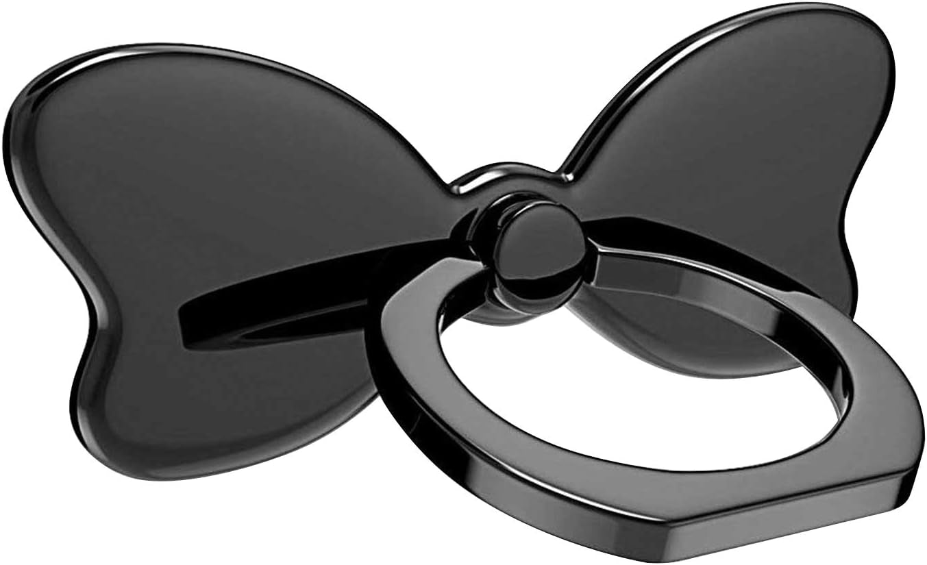 Pzoz Metal Cell Phone Finger Ring Stability Holder Back Stand Collapsible Hand Grip Knob Loop Car Mount Hook Kickstand 360 for Iphone Samsung Galaxy Mobile Cute Accessories (Silver)  pzoz Black  