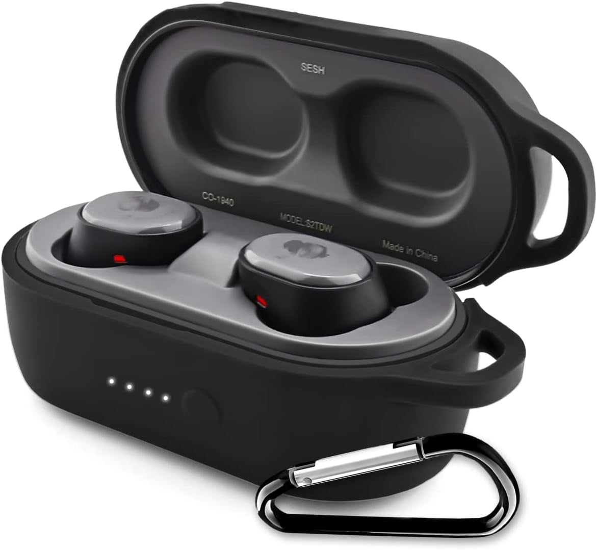 Protective Cover Case for Sesh & Sesh Evo Case (Black) , Soft and Flexible, Anti-Lost & Shockproof Protective Skin Silicone Cover for Sesh Evo Charging Case with Keychain (Visible Front LED)  WQNIDE   