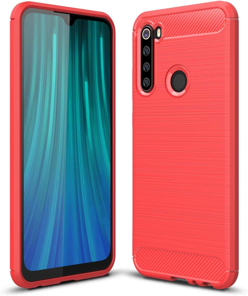 Cruzerlite Case Compatible with Xiaomi Redmi Note 8 Case, Carbon Fiber Texture Design & Leather Texture Design Back Cover Anti-Scratch Shock Absorption Case Made for Xiaomi Redmi Note 8 (Red)  Swiss Case Limited   