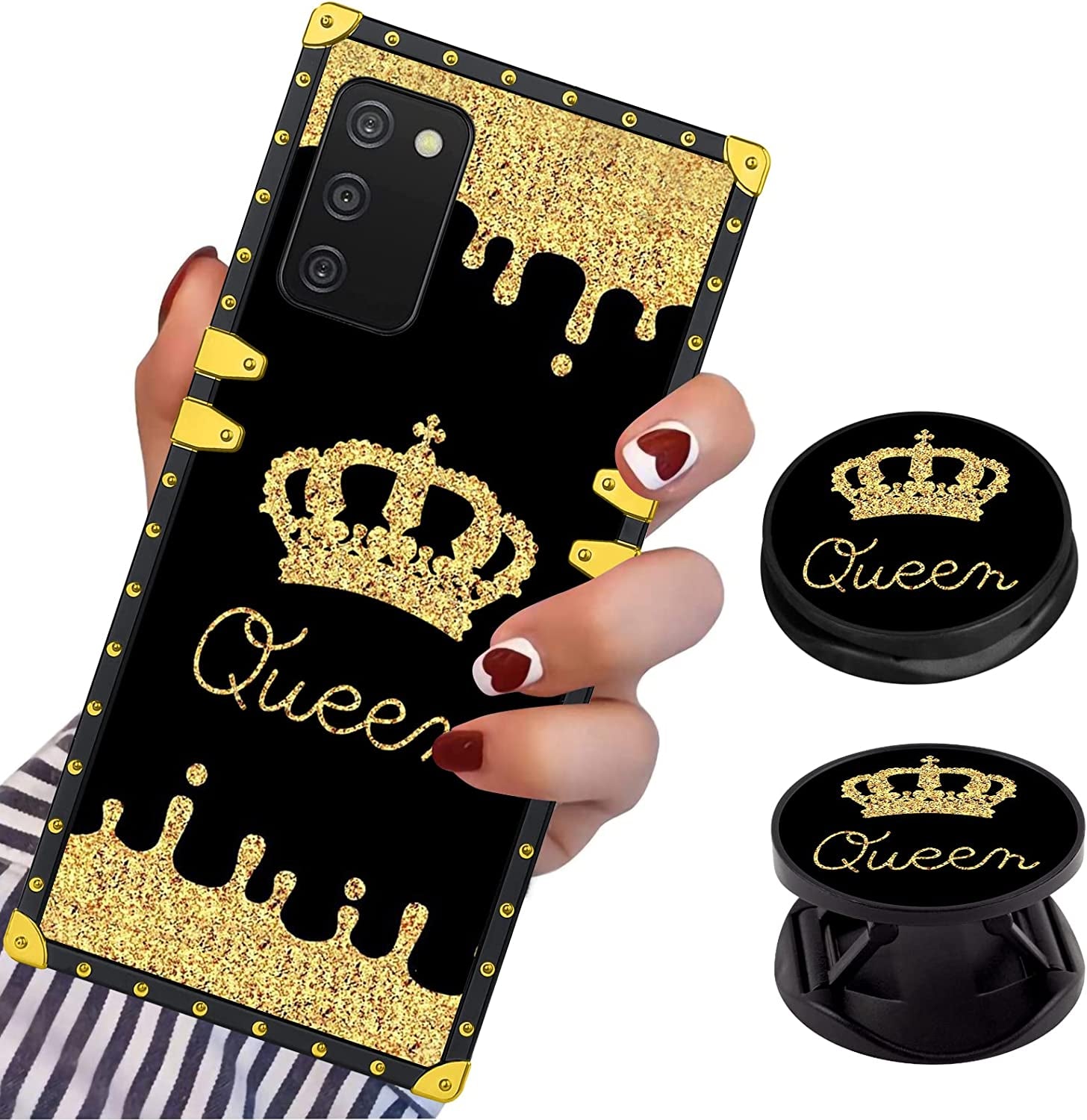 LSL Compatible with Samsung Galaxy Note 20 5G Square Phone Case, Queen Golden Crown Luxury TPU Plating Corner Shockproof Protection Cover for Women Girls, for Samsung Galaxy Note 20 5G  LSL For Samsung Galaxy A03S  
