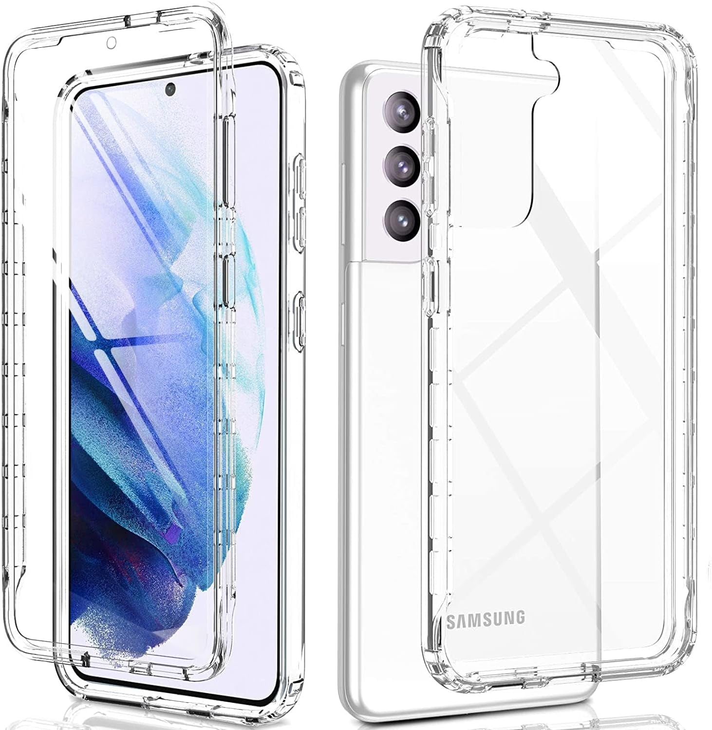 Galaxy S21 Case Crystal Clear Shockproof Bumper Protective Cell Phone Cover for Samsung Galaxy S21 5G Hybrid Design Hard PC Back with Flexible TPU Frame Slim Fit Skin for Men Women Boy Girl 4 Corners  KIOMY C-Full Body For Samsung Galaxy S21 