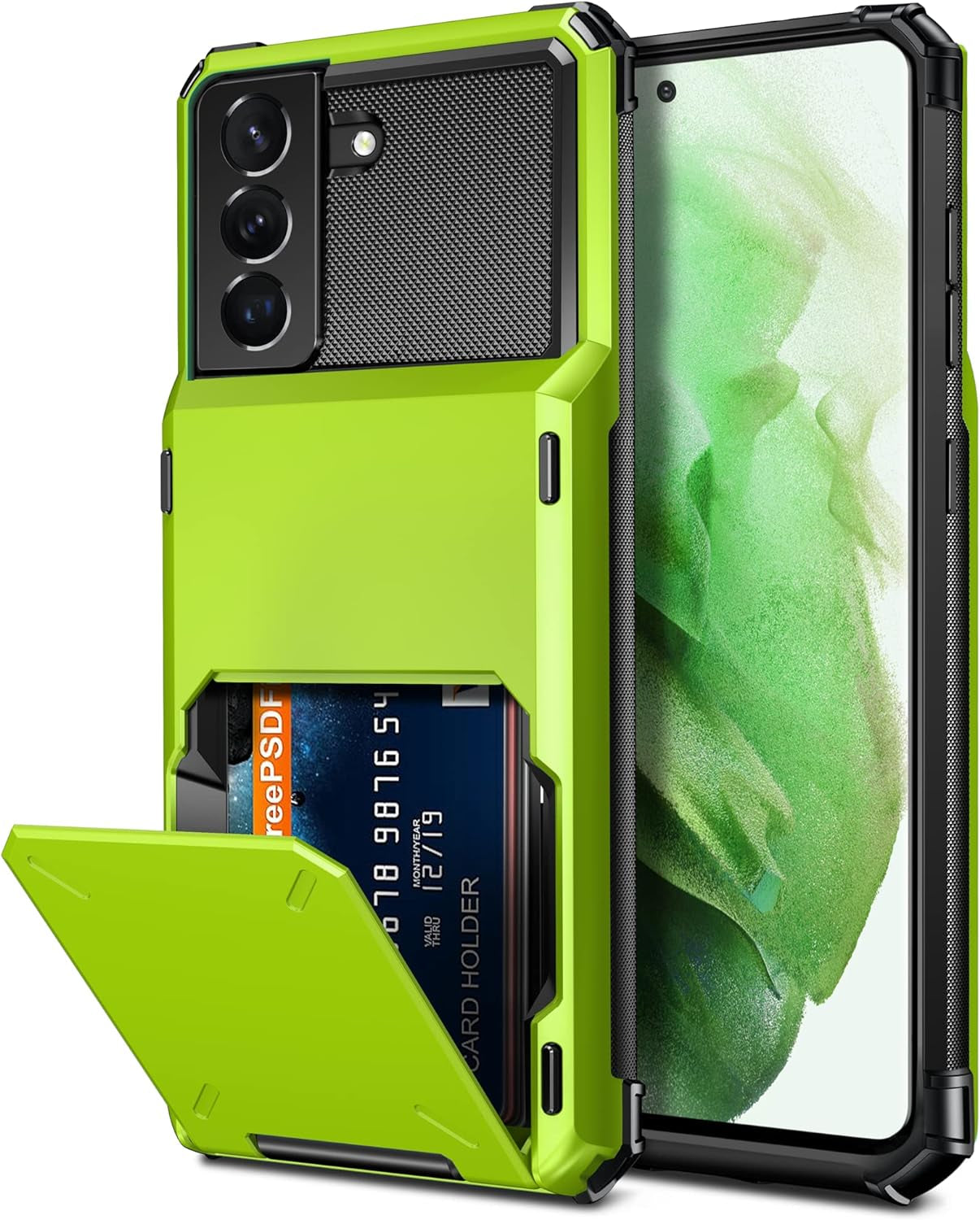Vofolen for Galaxy S21 plus Case Wallet Credit Card Holder 4-Card Flip Cover ID Slot Back Hidden Pocket Dual Layer Protective Hybrid Hard Shell Bumper Armor Case for Samsung S21+ S21 plus 6.7 Purple  Vofolen Green  