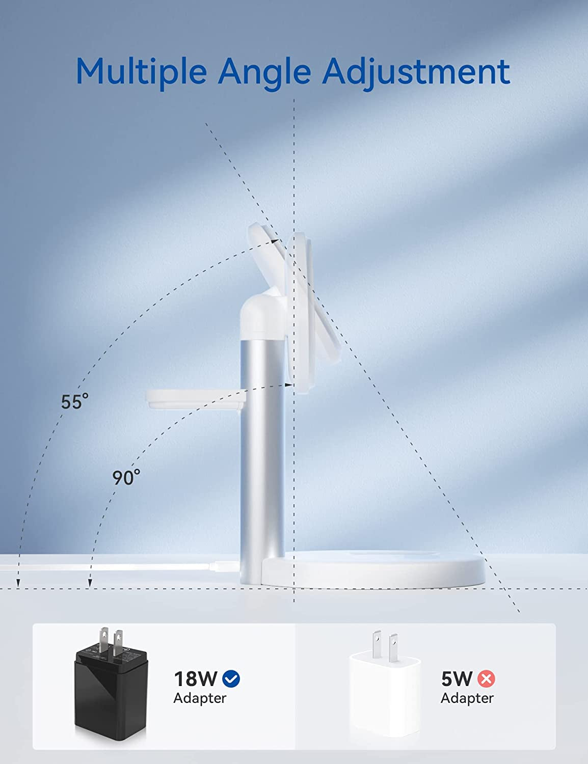 ELEGRP Magnetic Wireless Charger Station, Magesafe Charger 3 in 1 with 18W Adapter, for Iphone 14 (Plus/Pro/Pro Max), Iphone 13/12 (Mini/Pro/Pro Max), Iwatch, Airpods/Samsung Earbuds (White)  ELEGRP   
