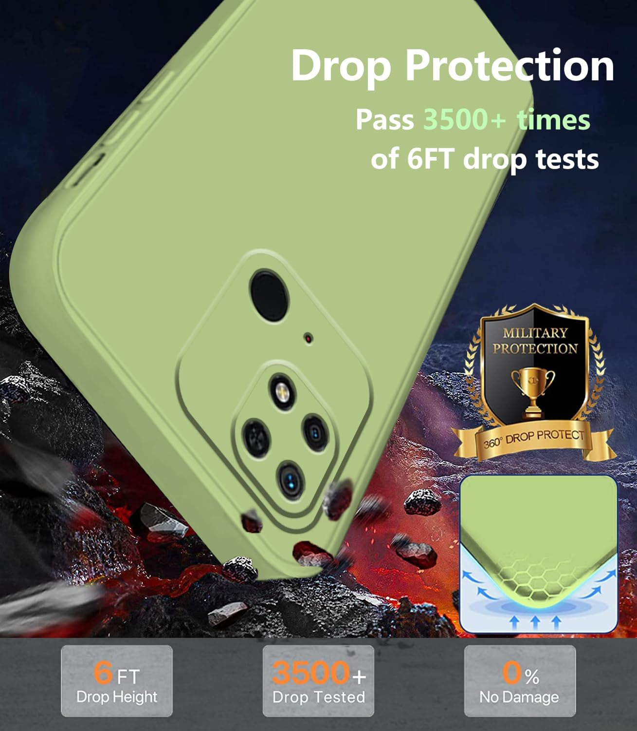 Tiwinxing Compatible with Xiaomi Redmi 10C Case Silicone Ultra Slim TPU Cases Shockproof Anti-Scratch Xiaomi Redmi 10C Phone Case Square Edges Protective Case (Green)  Tiwinxing   