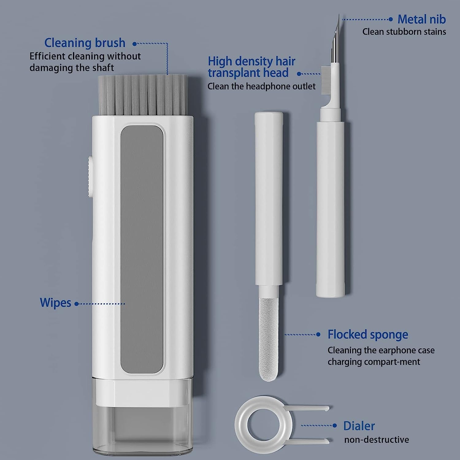 Earphone Keyboard Phone Cleaner Kit for Airpods Pro Macbook Iphone Ipod Camera,With Cleaning Pen and Cleaning Brush,Portable Multipurpose Cleaning Kit(Black)  Fuxless   