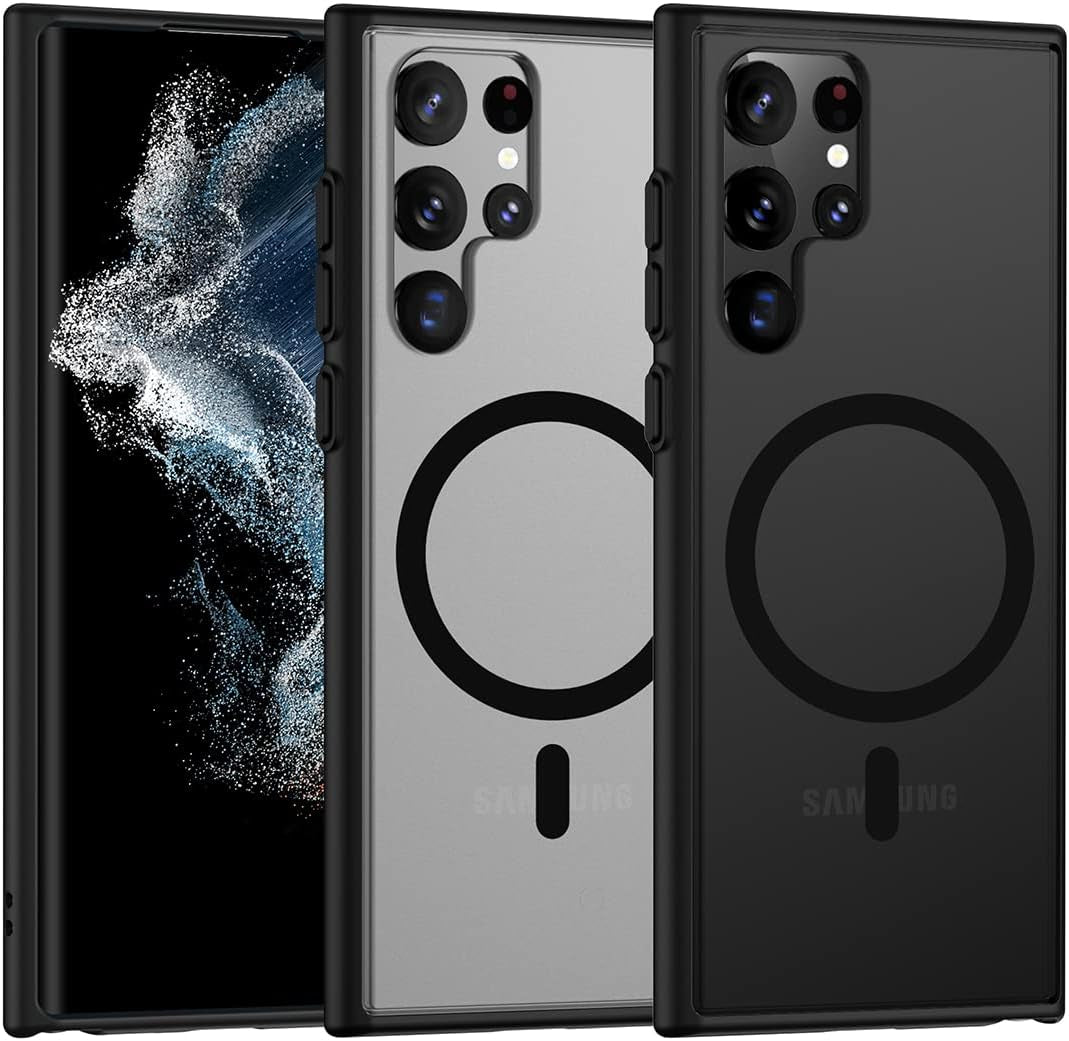 TIANNIUKE Magnetic Case for Samsung Galaxy S22 Ultra, [With Camera Lens Protector] Compatible with Magsafe,Slim Fit Shockproof Protective Phone Case for Samsung S22 Ultra 6.8" 2022 (Burgundy)  TIANNIUKE Translucent White  