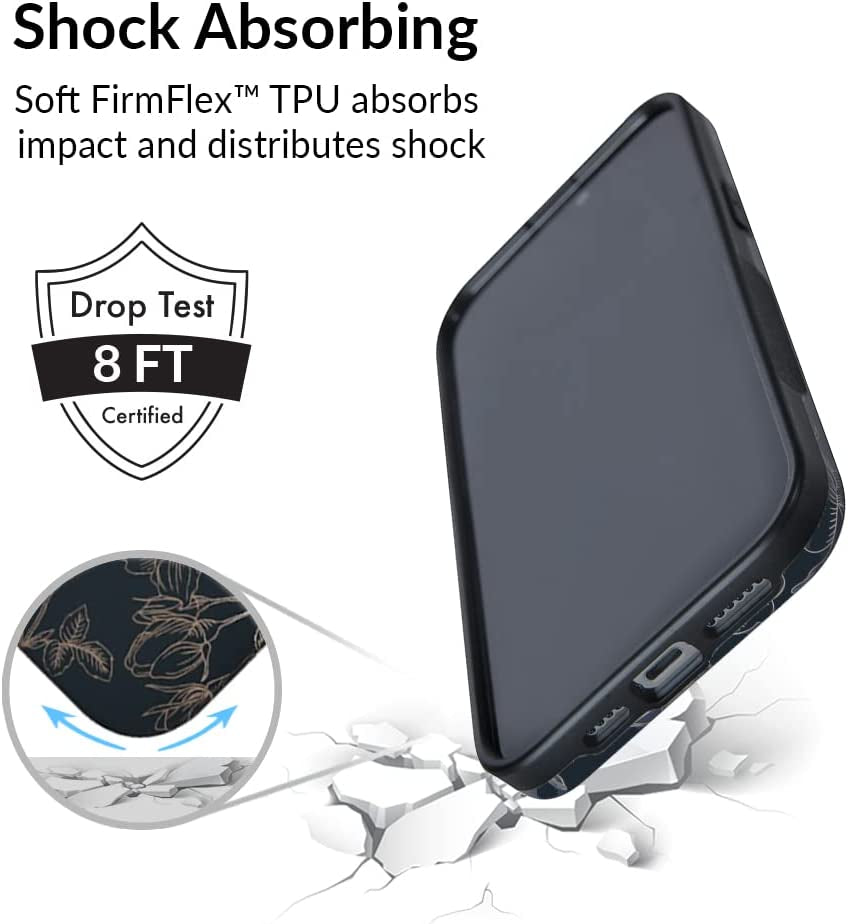 Velvet Caviar Designed for Iphone 14 Case Floral [10Ft Drop Tested] Compatible with Magsafe - Microfiber Lining (Grey, Rose Gold)  Velvet Caviar   