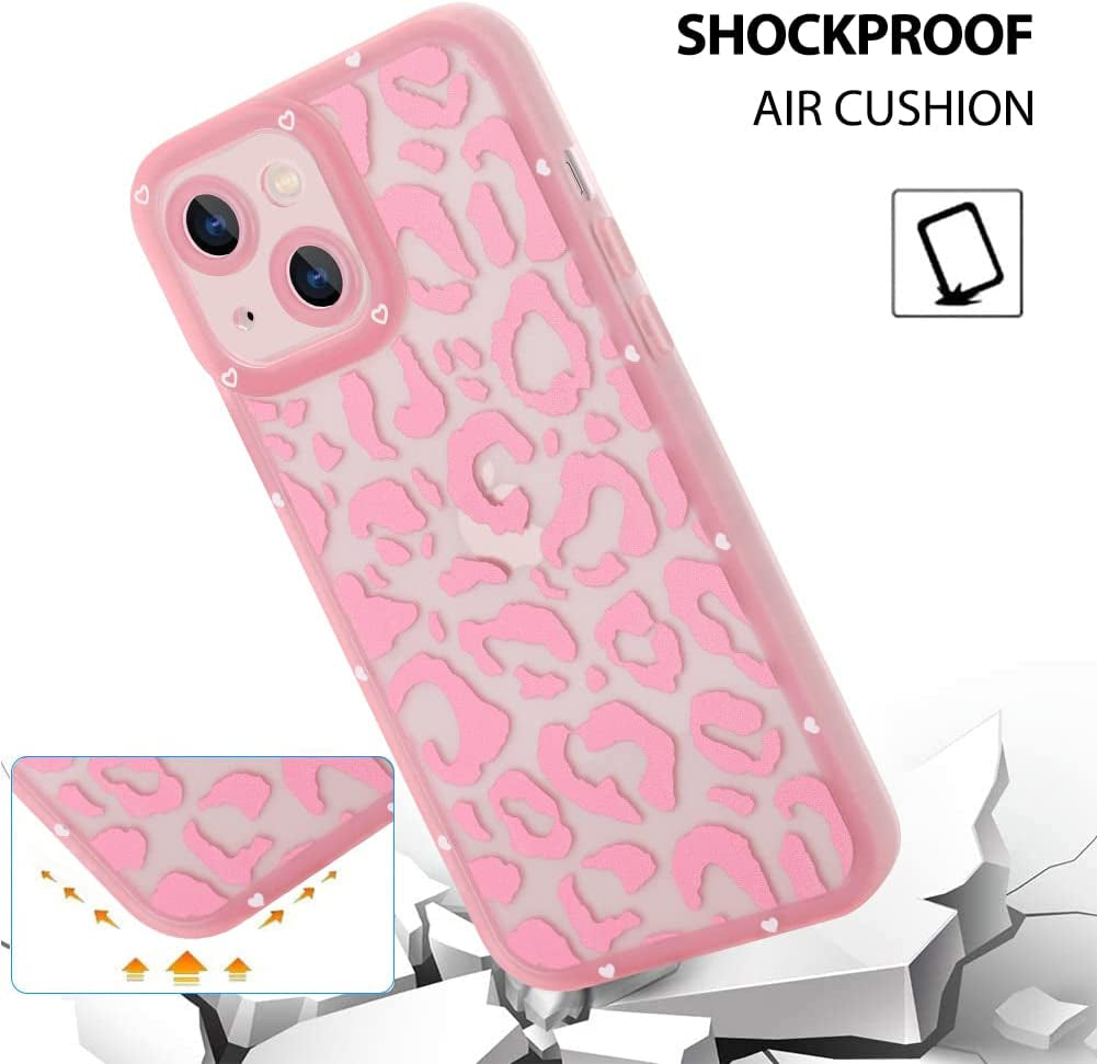 ZIYE for Iphone 13 Case Pink Leopard Pattern Clear Phone Case with Camera Protection,Silicone TPU Phone Protective Cover Cheetah Design Cases Compatible with Iphone 13 6.1 Inch  ZIYE   