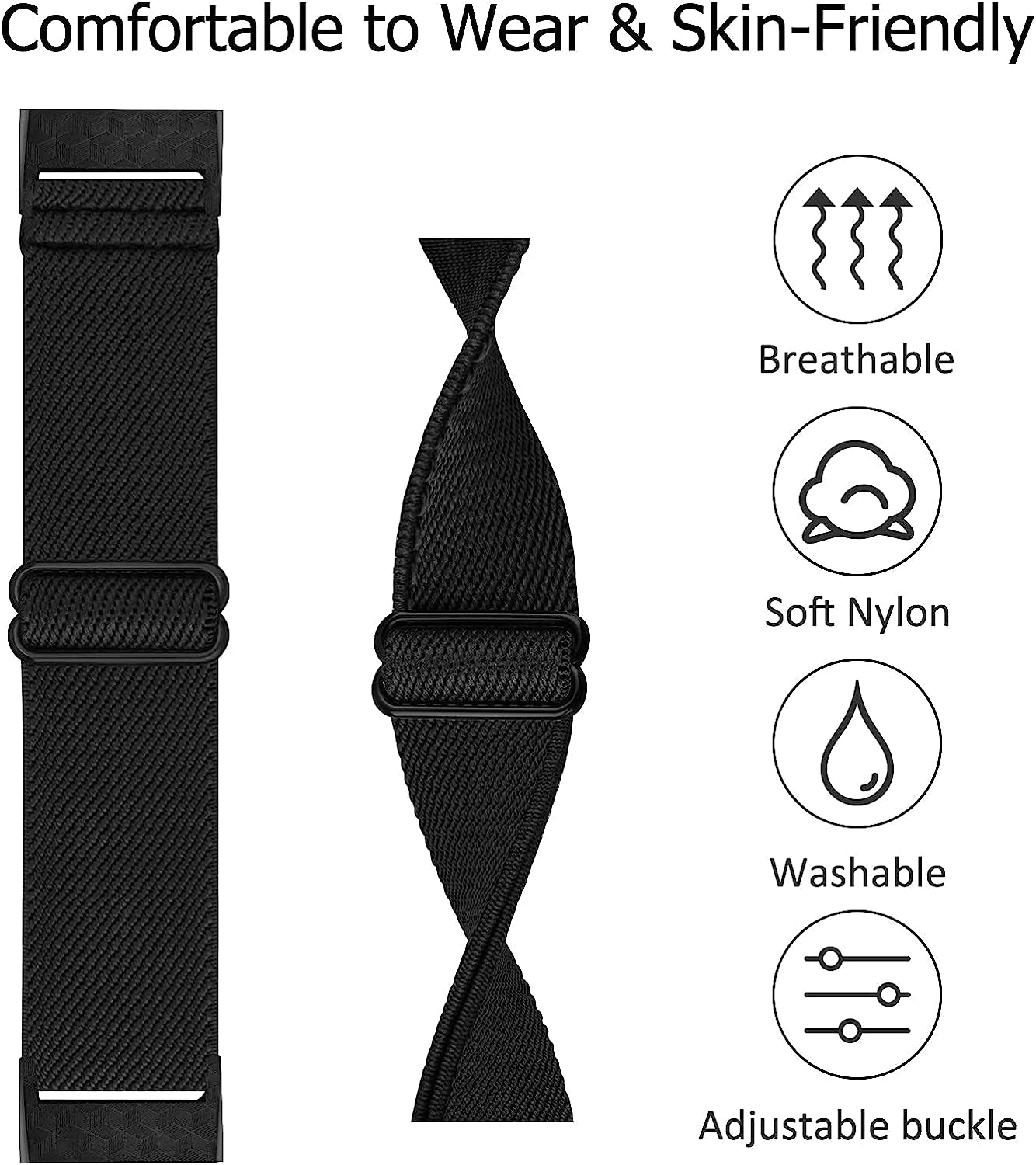 [3 Pack] Adjustable Elastic Bands Compatible with Fitbit Charge 4 / Charge 3 / Charge 4 SE Soft Stretchy Loop Bracelet Women Men Replacement Wristbands  Amzpas   