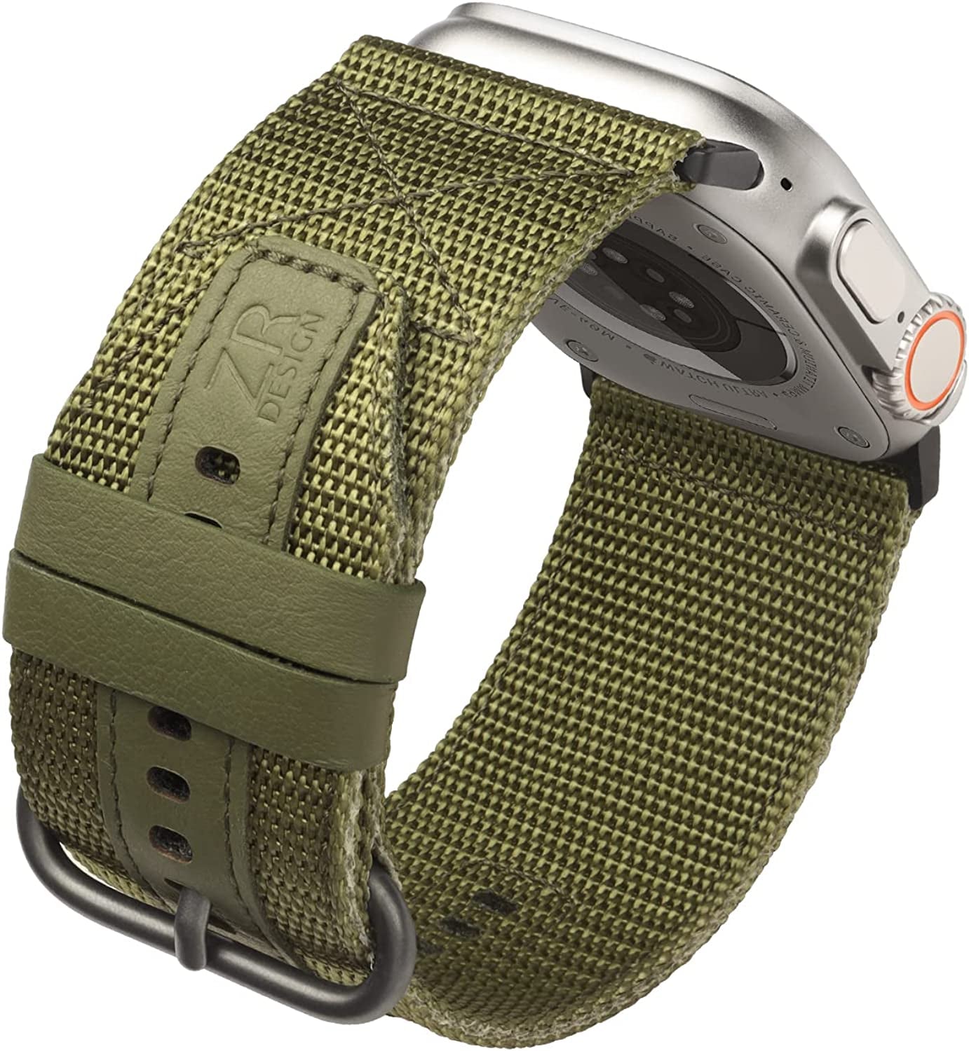 ZRDESIGN Ultra Watch Band for Man,Compatible with Apple Watch 49Mm 45Mm 44Mm 42Mm 41Mm 40Mm 38Mm,Leather and Nylon Strap for Iwatch Series Ultra SE 2/8 / 7/6 / 5/4 / 3/2 / 1 / SE  ZRDESIGN Green 42mm/44mm/45mm/49mm-L 
