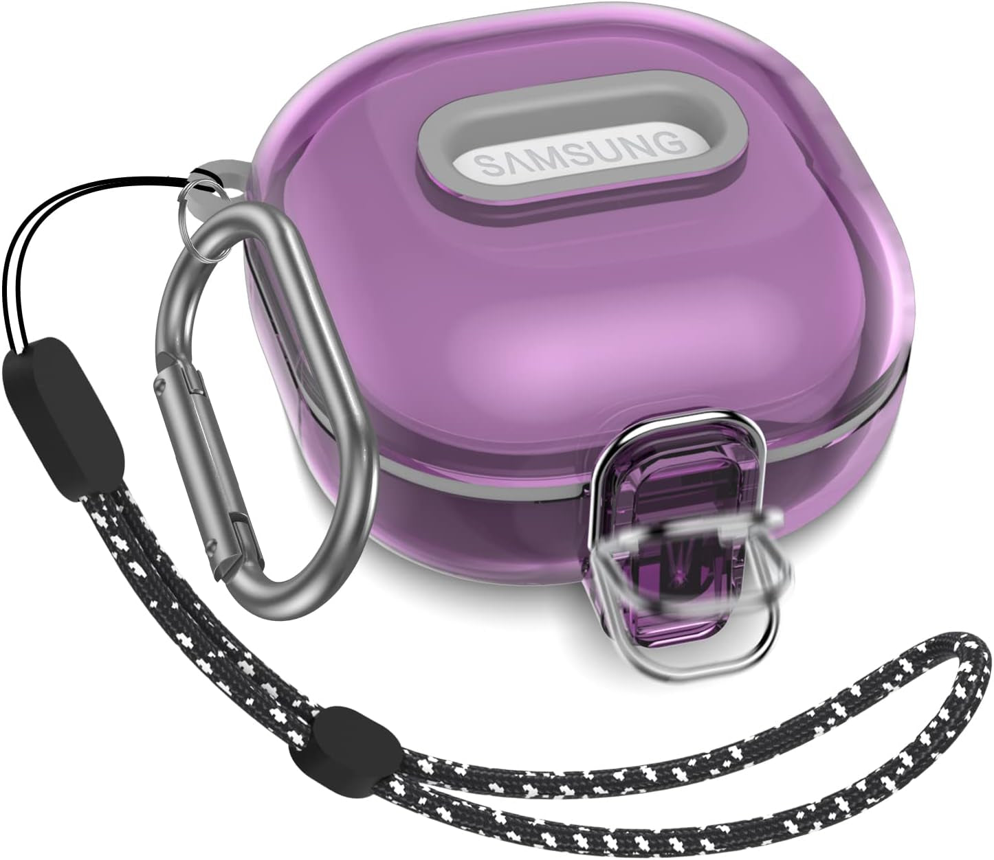 [Upgrade Lock]Case for Samsung Galaxy Buds2 Pro Case(2022)/Galaxy Buds 2 Case(2021)/Galaxy Buds Live Case(2020)/ Galaxy Buds Pro Case(2021),Hard Shell Protective Cover with Lanyard/Keychain-Clear Blue  AIBEAMER Clear Purple  