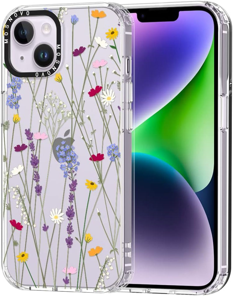 MOSNOVO Compatible with Iphone 14 plus Case, [Buffertech 6.6 Ft Drop Impact] [Anti Peel off Tech] Clear TPU Shockproof Bumper Phone Case Cover with Black Dragon Designed for Iphone 14 plus 6.7"  MOSNOVO Wildflower  
