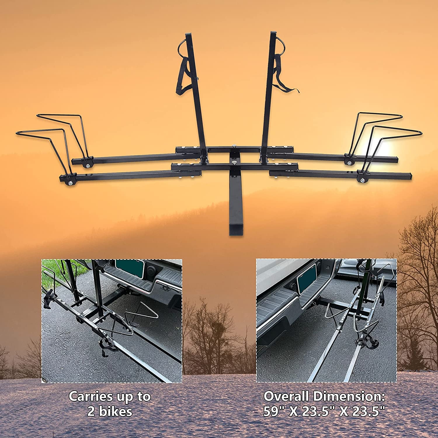 2 Bike Bicycle Rack Rear Mount Rack Carrier Hitch Receiver 2'' for SUV Van Truck  7BLACKSMITHS   