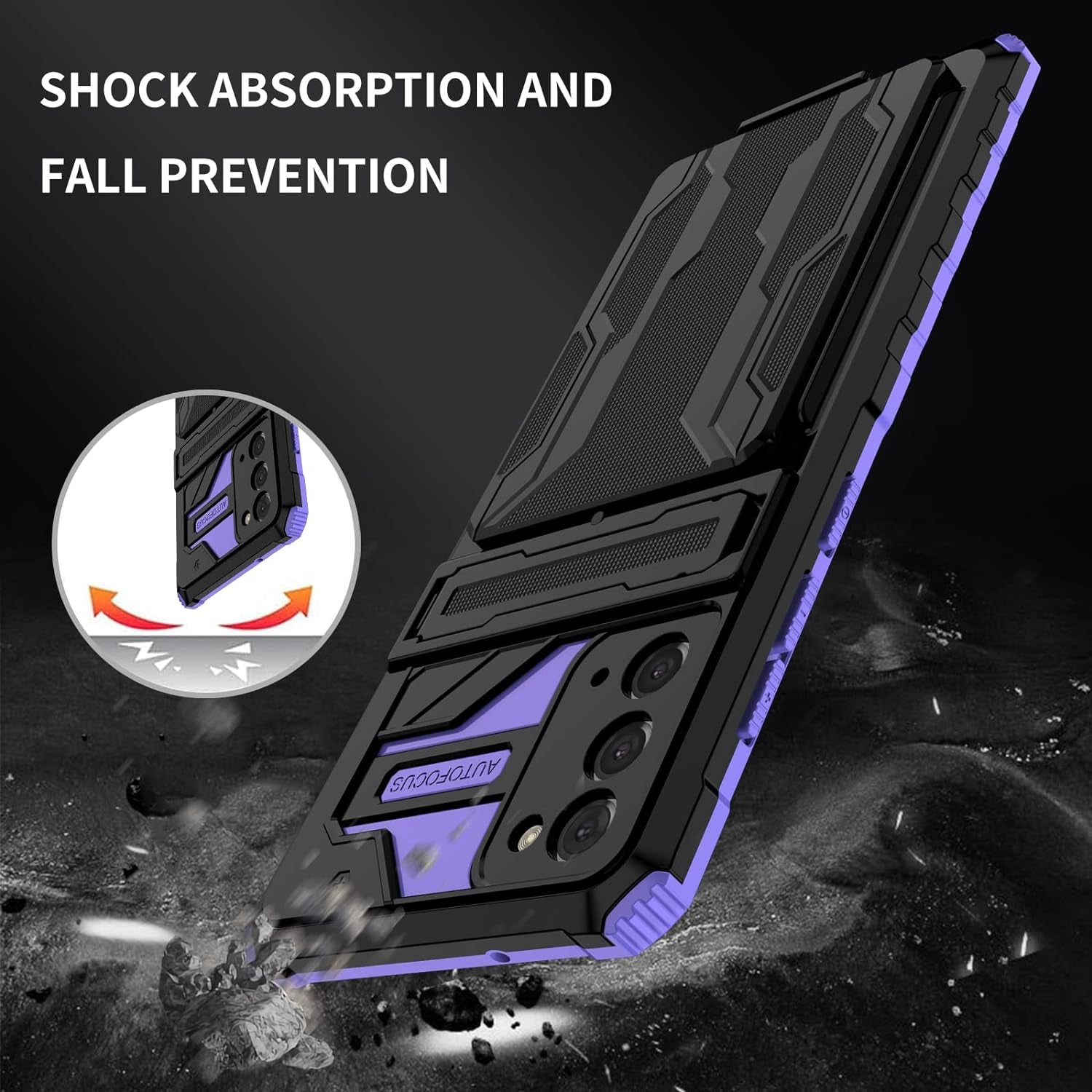 Asuwish Phone Case for Samsung Galaxy Note 20 Glaxay Note20 5G with Tempered Glass Screen Protector Cover and Credit Card Holder Stand Cell Accessories Gaxaly Notes 20S Twenty Not S20 Women Men Purple  Asuwish   