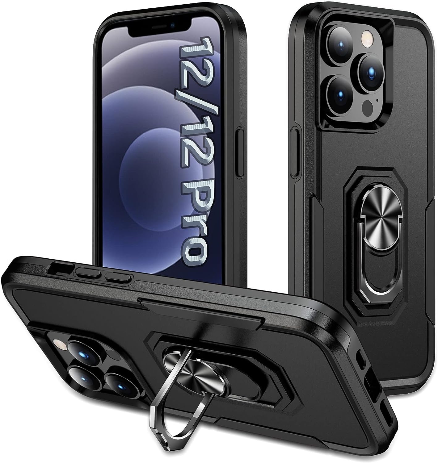 ZOEII for Iphone 12/12 Pro Case 6.1 Inch,With Camera Cover & Kickstand,Shockproof Drop Protection,Case for Iphone 12/12 Pro Case Red  ZOEII Matte Black Iphone 12/12 Pro (6.1) Inch 