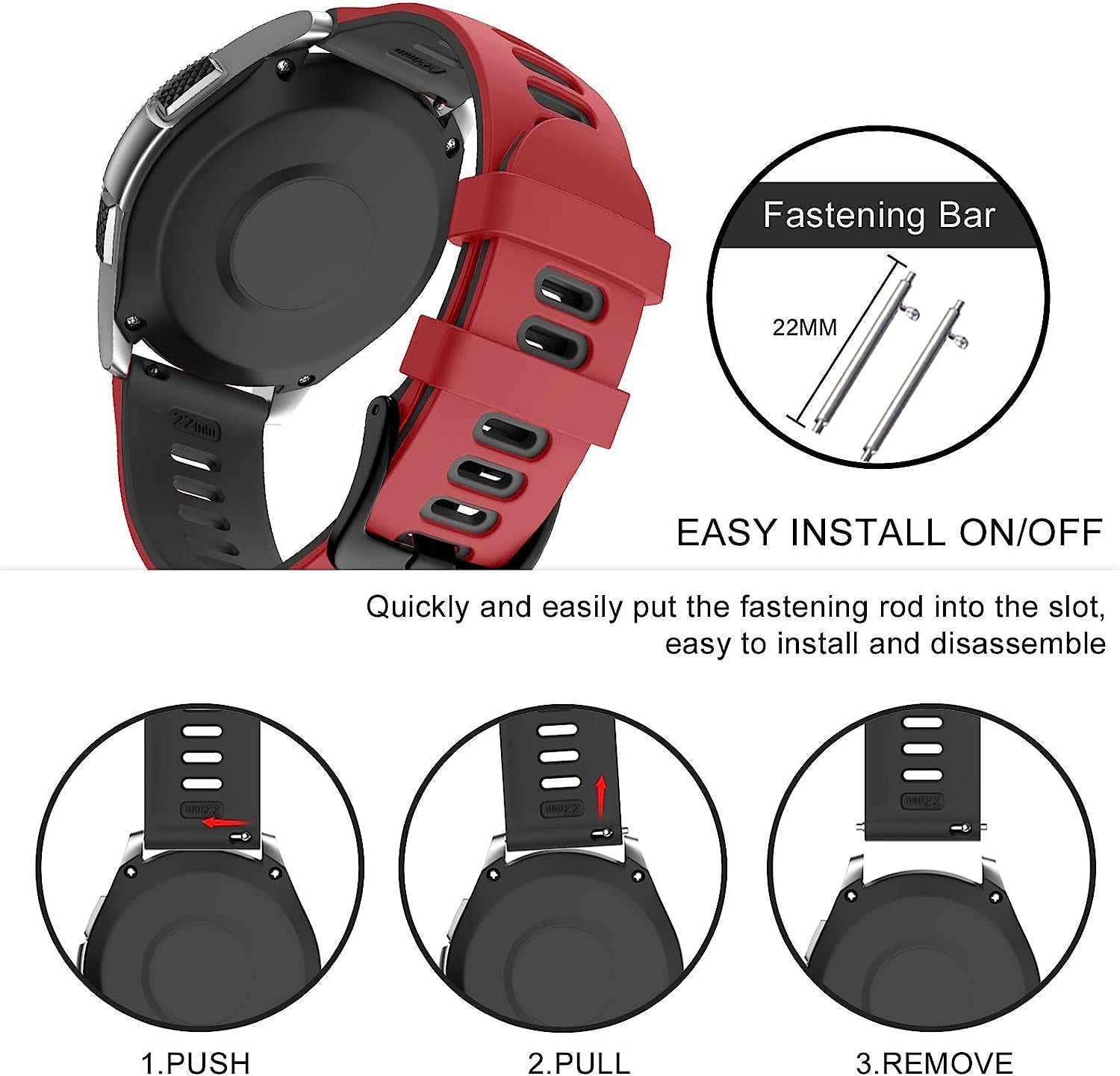 ISABAKE Soft Silicone Garmin Watch Strap for Garmin Vivoactive 3/Samsung Galaxy Active 2/Garmin Forerunner 245/245 Music 645/Forerunner 645 Music  ISABAKE   