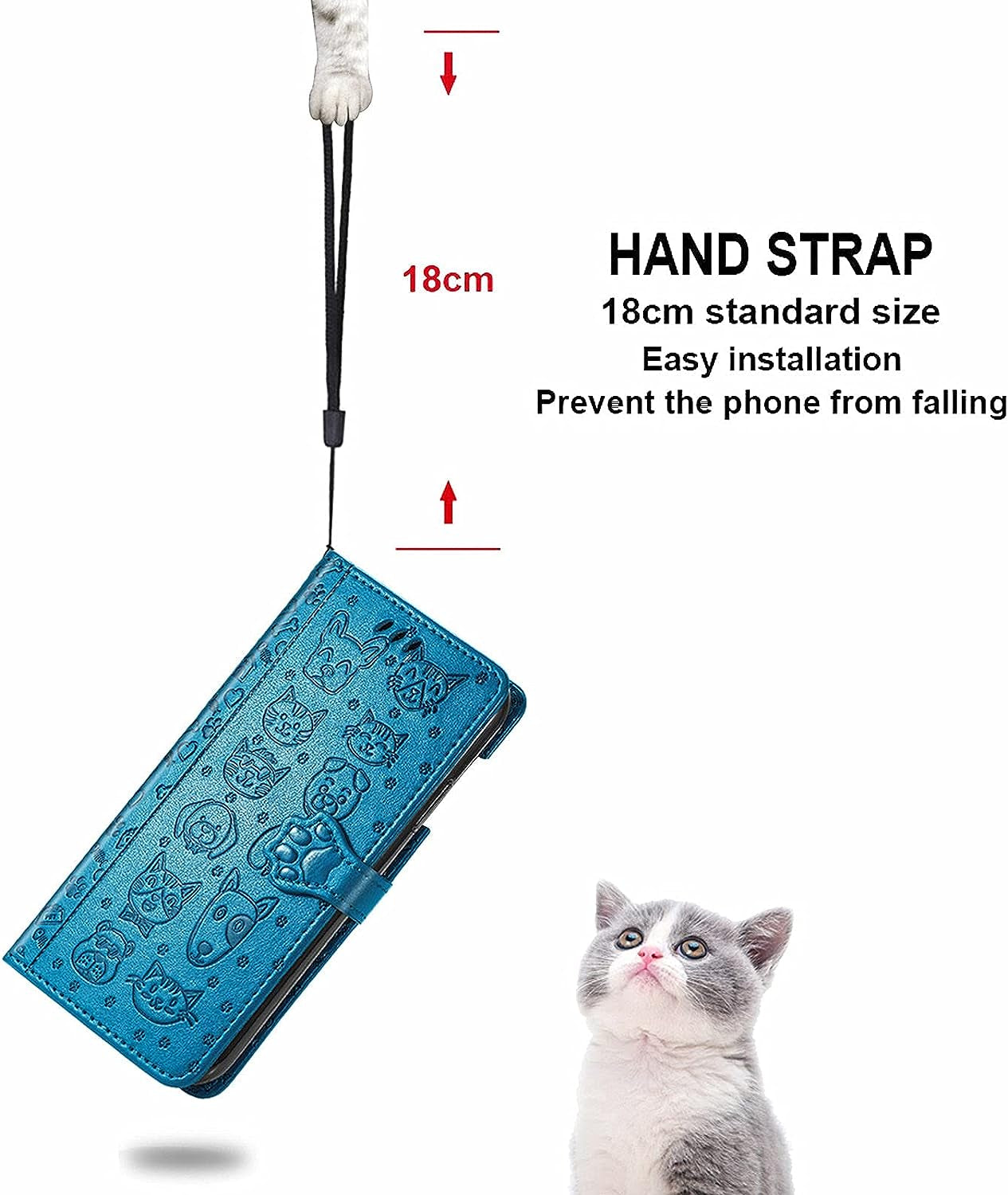 Ccsmall Oneplus Nord N200 Cartoon Girl Wallet Case,Kawaii Cat Dog Style Flip Phone Cover with ID Card Holder & Kickstand PU Leather Magnetic Clasp Case for Oneplus Nord N200 MG Blue  CCSmall   