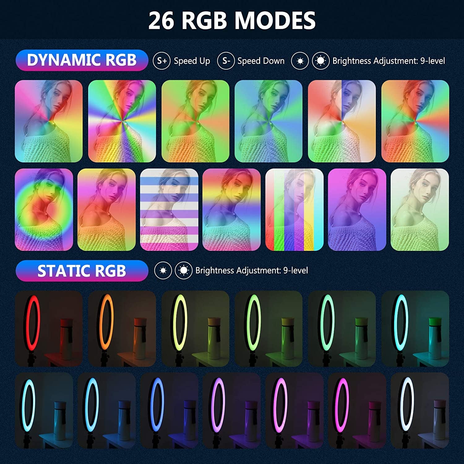 Neewer 12" RGB Selfie Ring Light with Stand, Dimmable LED Ringlight with 48-Inch Tripod Stand, Phone Holder, Remote Control, 29 Colors Modes for Makeup/Live Streaming/Youtube/Tiktok/Video Shooting  NEEWER   