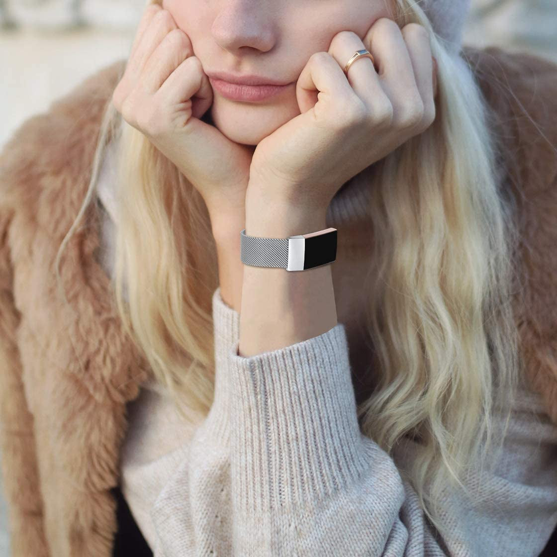 ZWGKKYGYH Metal Bands Compatible with Fitbit Charge 4/Charge 3/Charge 3 SE, Stainless Steel Mesh Magnetic Band Replacement Accessories Bracelet Strap for Women Men, Silver Small  ZWGKKYGYH   