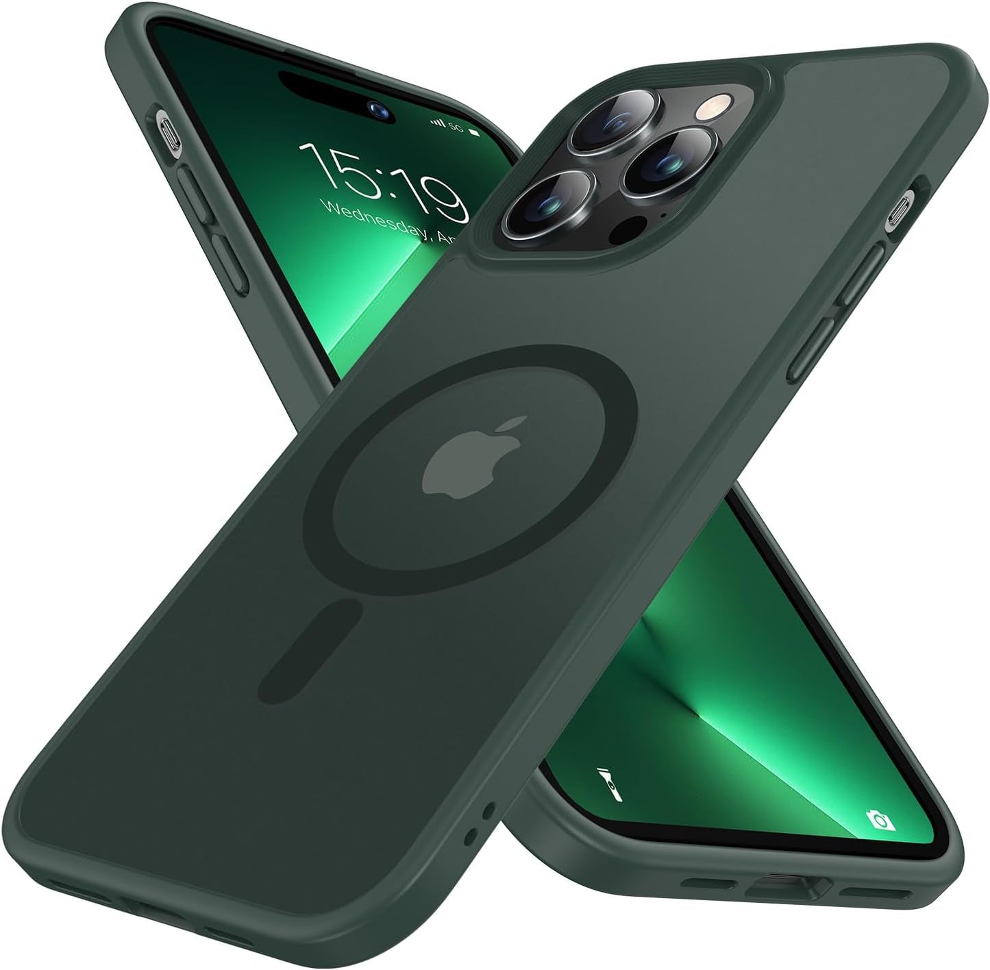 Mgnaooi Magnetic Case for Iphone 14 Pro Case [Mil-Grade Drop Tested & Compatible with Magsafe] Translucent Matte Back with Aluminum Alloy Keys, Shockproof 14 Pro Phone Case 6.1 Inch, Blue  Mgnaooi Green  