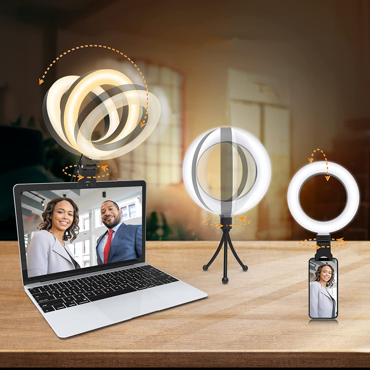 Selfie Ring Light for Computer, 6” LED Video Conference Lighting Kits for Live Streaming/Makeup/Youtube/Tik TOK, Compatible with Cell Phone/Computer/Camera  bigleap   