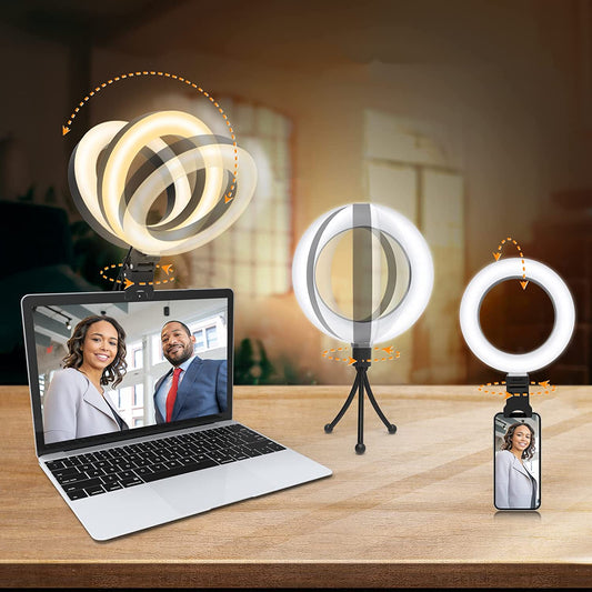 Selfie Ring Light for Computer, 6” LED Video Conference Lighting Kits for Live Streaming/Makeup/Youtube/Tik TOK, Compatible with Cell Phone/Computer/Camera  bigleap   
