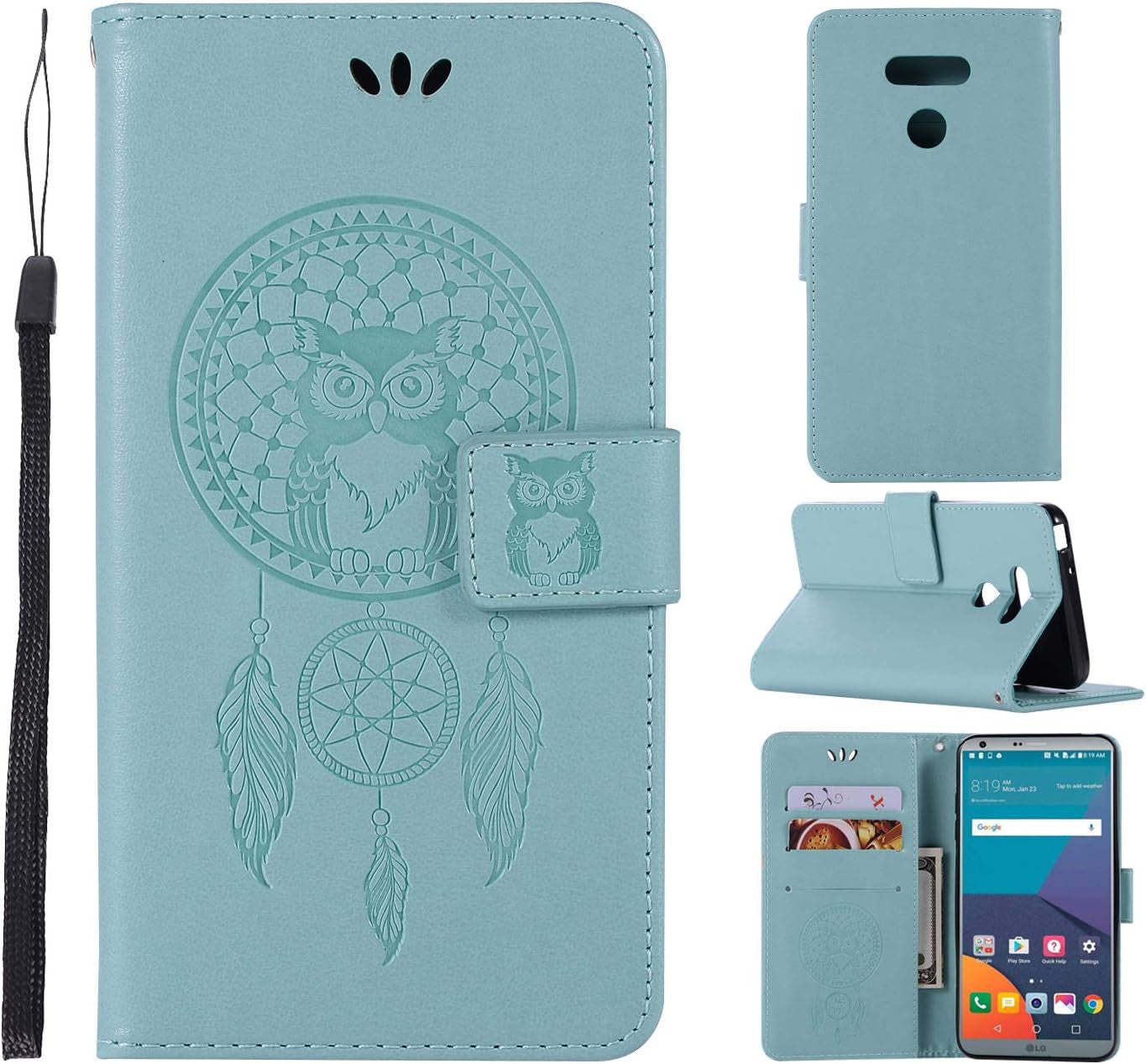 SCIMIN Leather Case for LG G6,Wallet Case for LG G6,PU Leather Embossed Floral Flip Case with Credit Card Holder for LG G6  SCIMIN TECH   