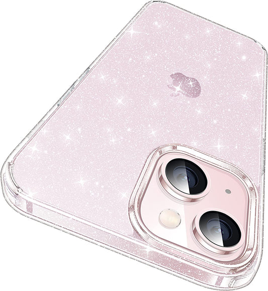 CASEKOO Crystal Clear for Iphone 14 Case & Iphone 13 Case, [Not Yellowing] [Military Grade Drop Protection] Shockproof Protective Phone Case 6.1 Inch 2022 Clear Glitter  CASEKOO Clear Glitter  