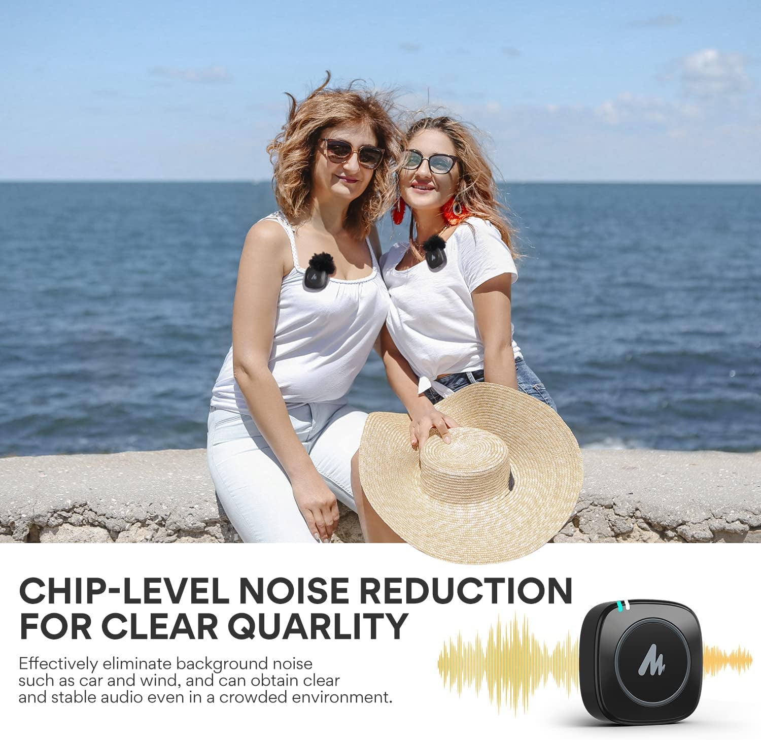 MAONO Compact Wireless Lavalier Microphone, 2.4Ghz Dual Lapel Mics with Real-Time Monitoring, Gain Adjustment and Mute for Interview, Vlogging, Live Streaming, Phone, Camera (WM820 A1)  MAONO   