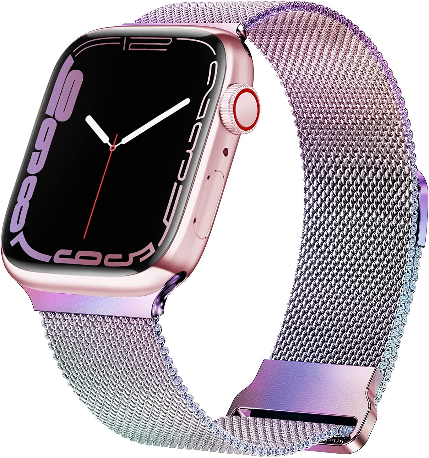 Geoumy Magnetic Band Compatible with Apple Watch 38Mm 40Mm 41Mm 42Mm 44Mm 45Mm 49Mm, Stainless Steel Mesh Milanese Strap, Metal Wristband for Iwatch SE Series 8 7 6 5 4 3 2 1 for Women Men  Geoumy Colorful 38mm/40mm/41mm 