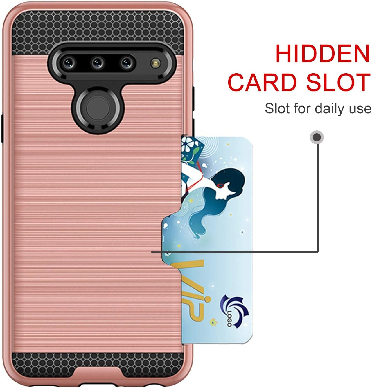 Case for LG G8, Thinq Case with Card Slot Holder, Shock Absorption Case Protective Cover for LG G8(Rose Golden)  jia   