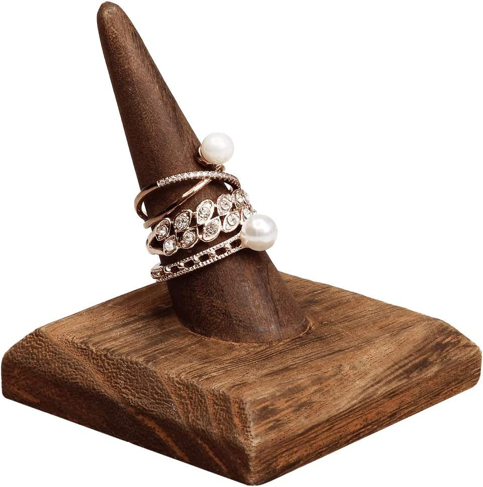MOOCA 4 Pcs Set Finger Ring Stand Jewelry Display Holder Showcase Display Drawer Ring Storage Jewelry Display Stands for Shows, 2 1/2" W X 2 1/2" D X 2 3/4" H, Brown  MOOCA   