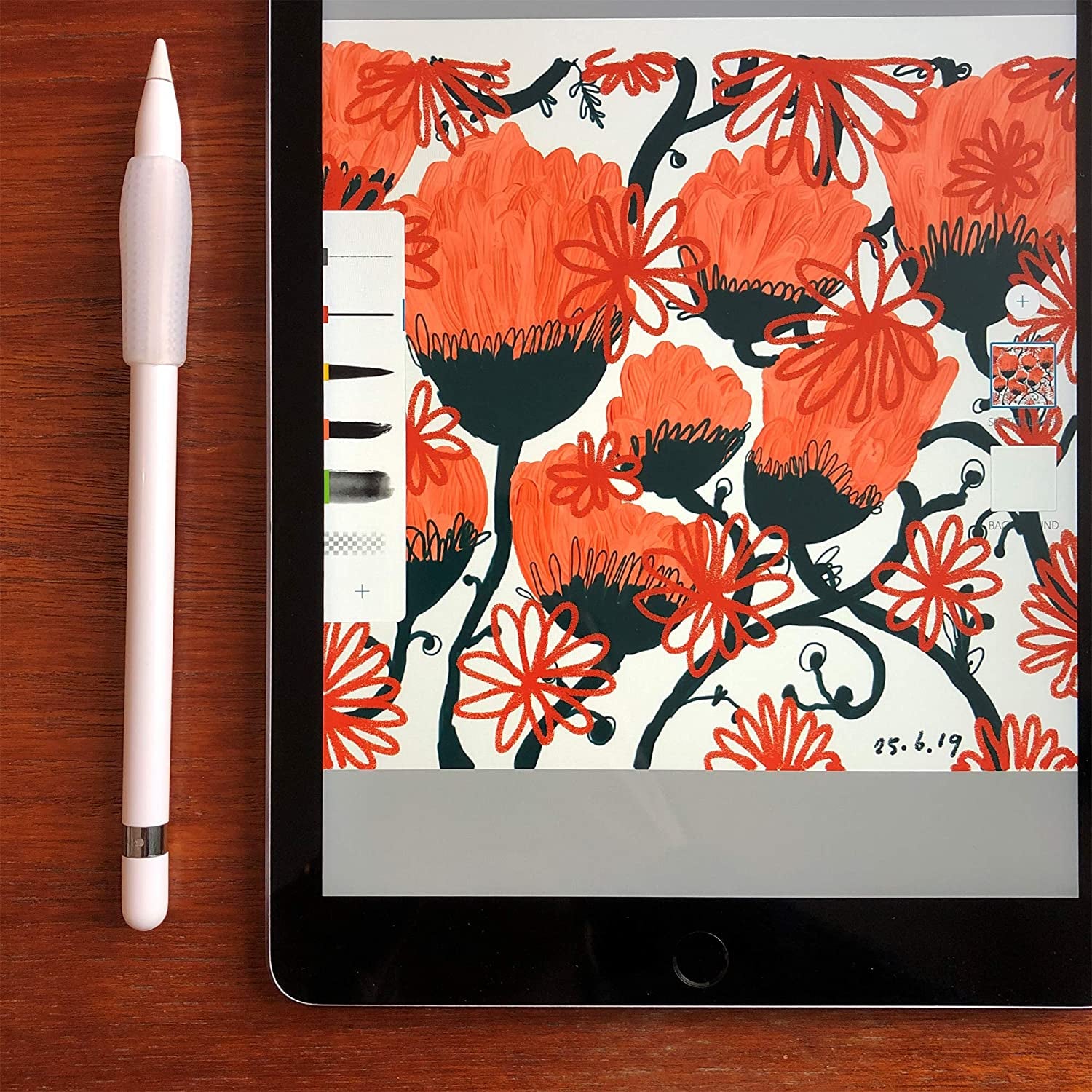 Omni Grip 6-Pack of Premium Comfort Grips, Perfect for Apple Pencil, Apple Pencil 2, Styluses, Pens and Pencils  Chrome Cherry   