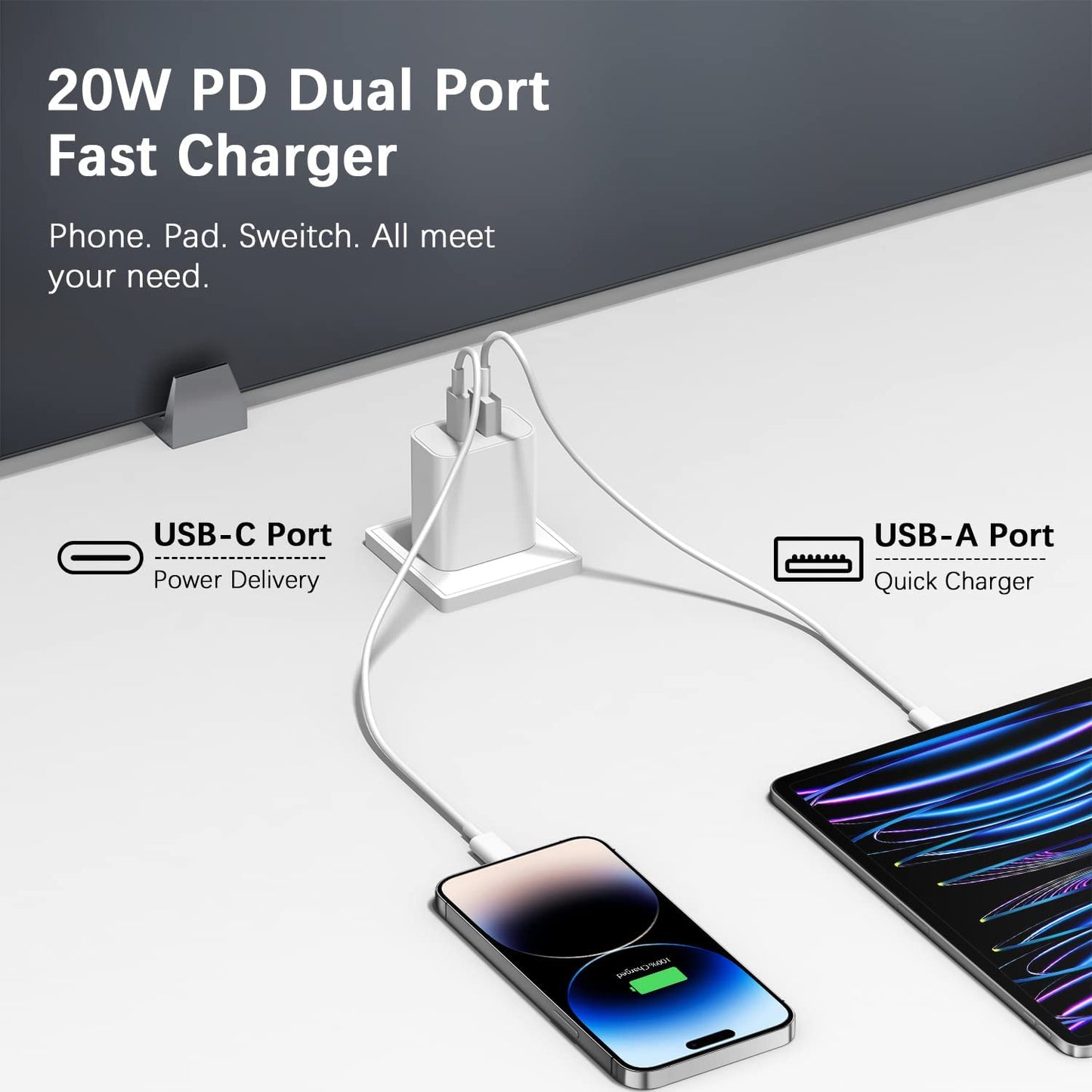 [2 Pack] USB C Wall Charger【Apple Mfi Certified】 Dual Port PD Power Adapter Fast Charging Block for Iphone 14/14 Pro/14 Pro Max/14 Plus/13/12/11, XS/XR/X, Ipad, Google Pixel, Samsung Galaxy and More  Shenzhen Dipinle Technology Co., Ltd   