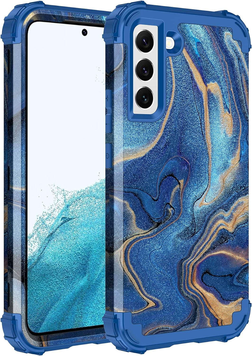 LONTECT for Galaxy S22 plus Case Shockproof 3 in 1Heavy Duty Rugged Hybrid Sturdy High Impact Durable Protective Cover Case for Samsung Galaxy S22 Plus/S22+ 5G 6.6 2022,Marble/Dark Purple  Lontect Marble/Dark Blue  