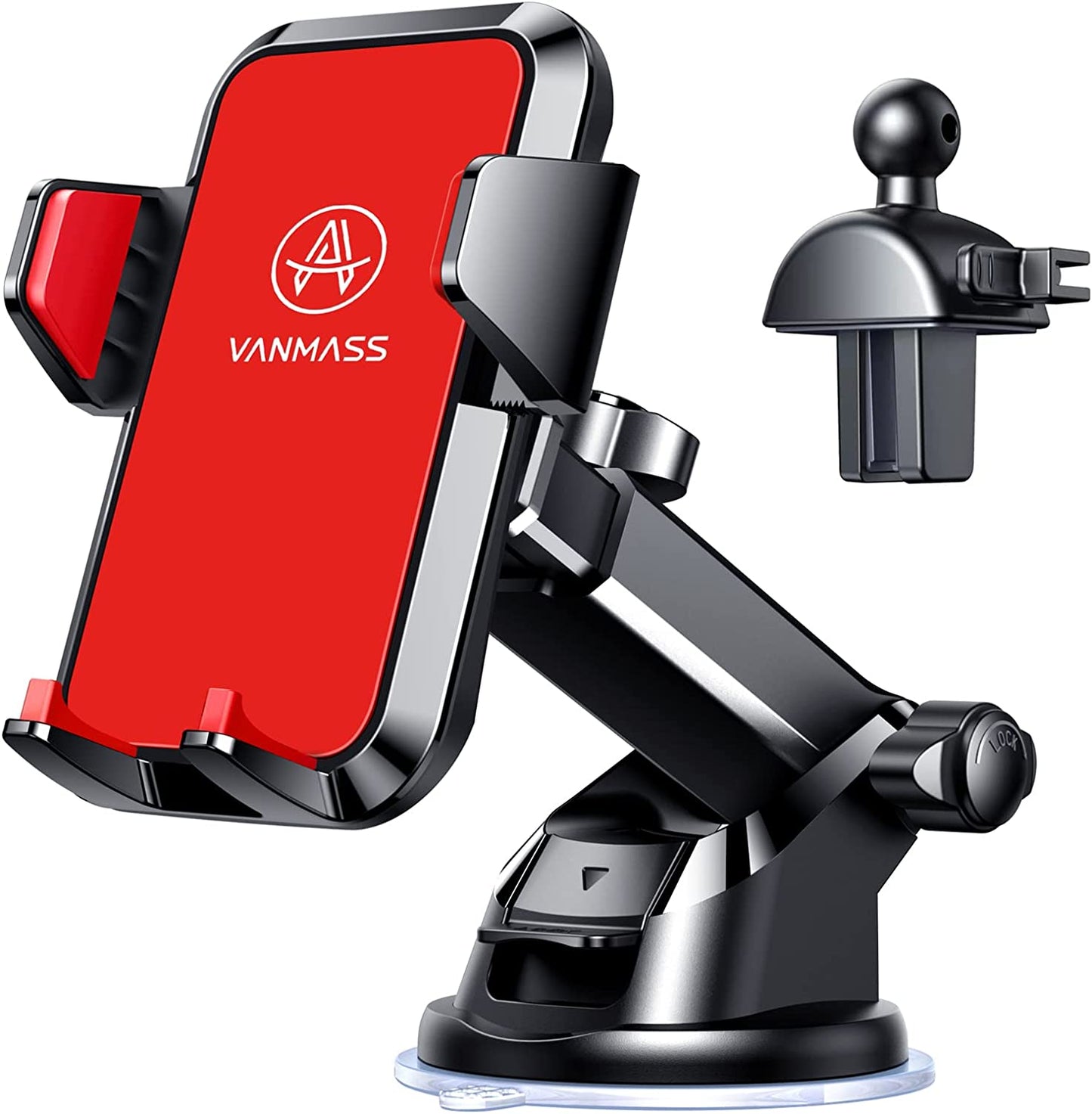 VANMASS [2023 Upgraded] Cell Phone Holder Car [Anti-Slip Soft Silicone & Powerful Suction] Dashboard Windshield Universal Phone Car Mount, Compatible with Iphone 14 13 12 11 Pro Max &Truck/Suv (Gray)  VANMASS Red  