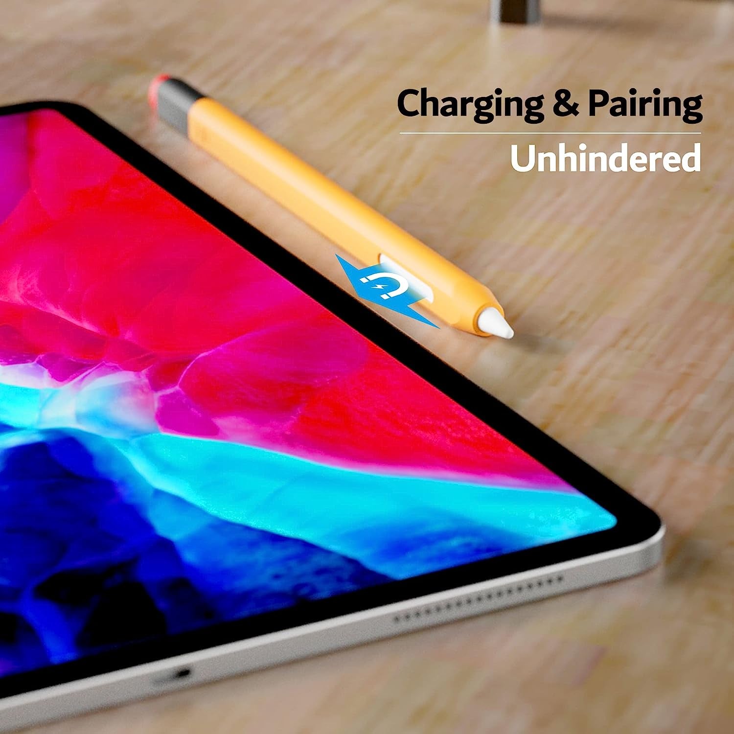 PZOZ Case Compatible with Apple Pencil 2Nd Generation Magnetic Pen Protector Silicone Sleeve Ipencil 2 Gen Grip Skin Holder Cover Accessories for Ipad Mini 6Th, Air 4Th 5Th, Pro 11 12.9 (Yellow)  PZOZ   