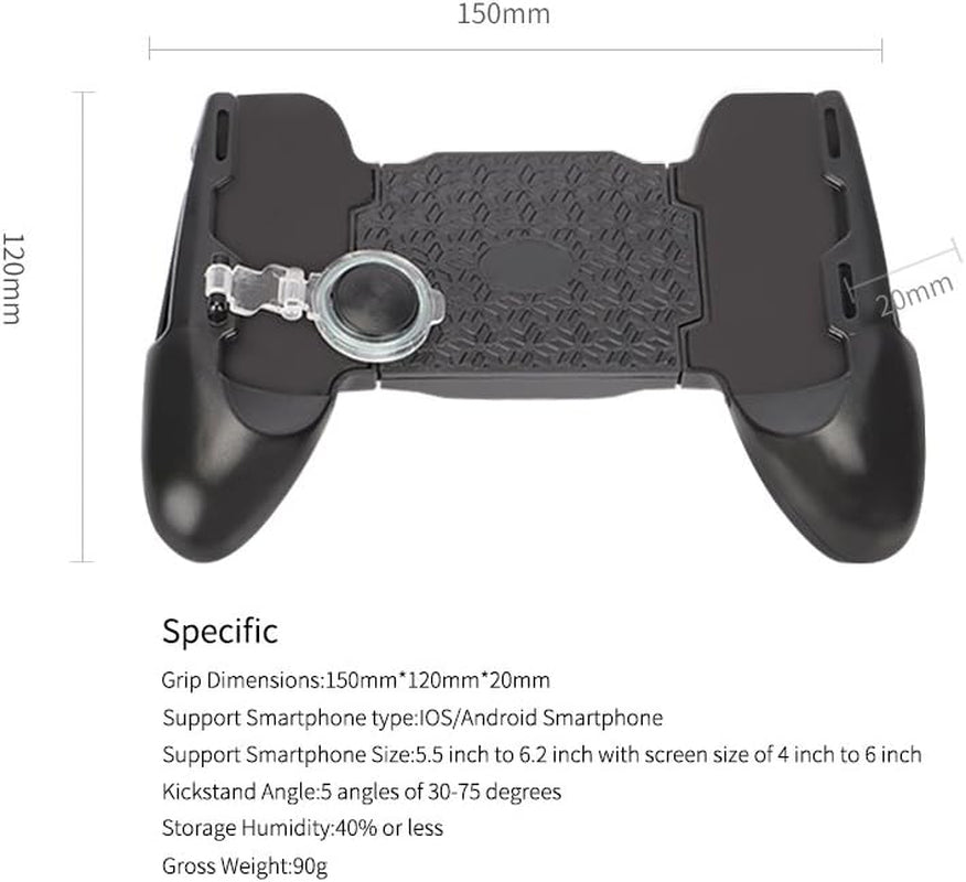 NBHOLDER Mobile PUBG Joystick Controller Grip Case for Smartphones, Mobile Phone Gaming Grip with Joystick, Controller Holder Stand Joypad with Ergonomic Design (Black)  NBHOLDER   