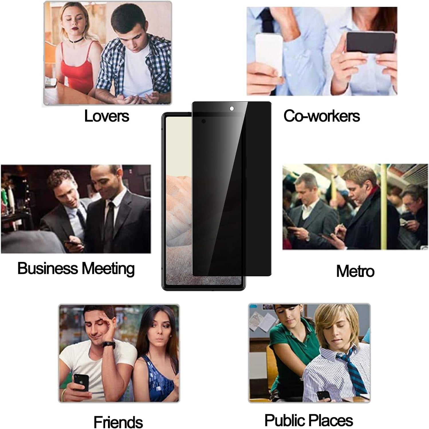 YWXTW Google Pixel 6 Privacy Screen Protector, 2 Pack Tempered Glass Anti-Spy 9H Hardness Film for Google Pixel 6 2021 6.4-Inch, [Don’T Support Fingerprint Unlock] Bubble Free Case Friendly - Black  YWXTW   