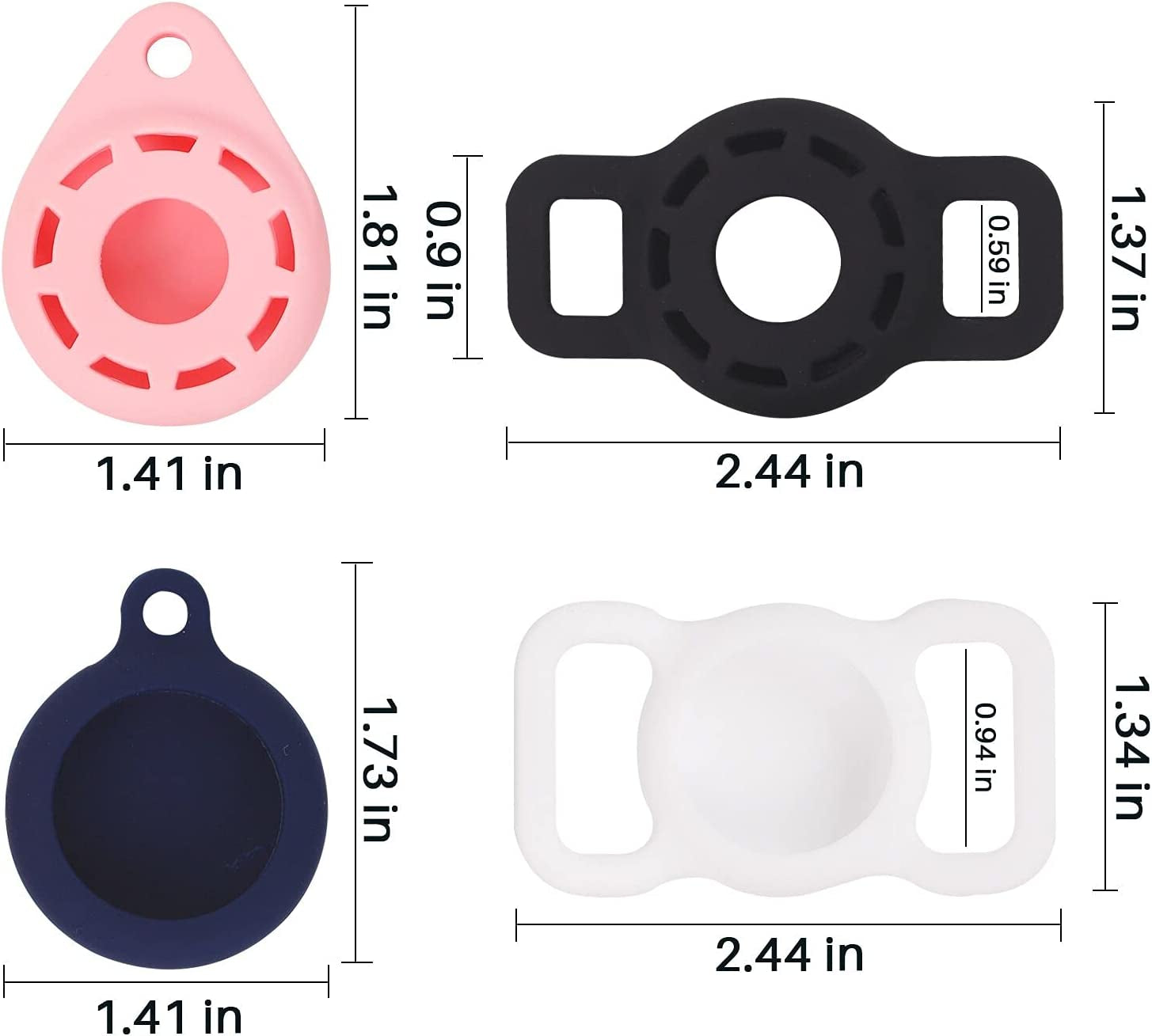 Air Tag Holder, 4 Pack Silicone Airtag Case, Airtag Keychain Compatible with Apple New Airtag Dog Collar for Keys, Bag, Pet Collar, Backpack by Nothing Burger (Black, White, Pink,Blue)  Nothing burger   
