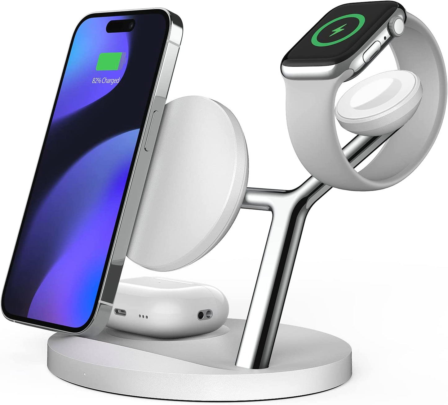 Wireless Charger,Zechin 5-In-1 Wireless Charging Station,Fast Wireless Charger Stand for Iphone 14/13/12/11/Pro/Max/Xs/Xr/X/8/Plus, for Apple Watch 7/6/5/4/3/2/SE, for Airpods 3/2/Pro(White)  ZECHIN   