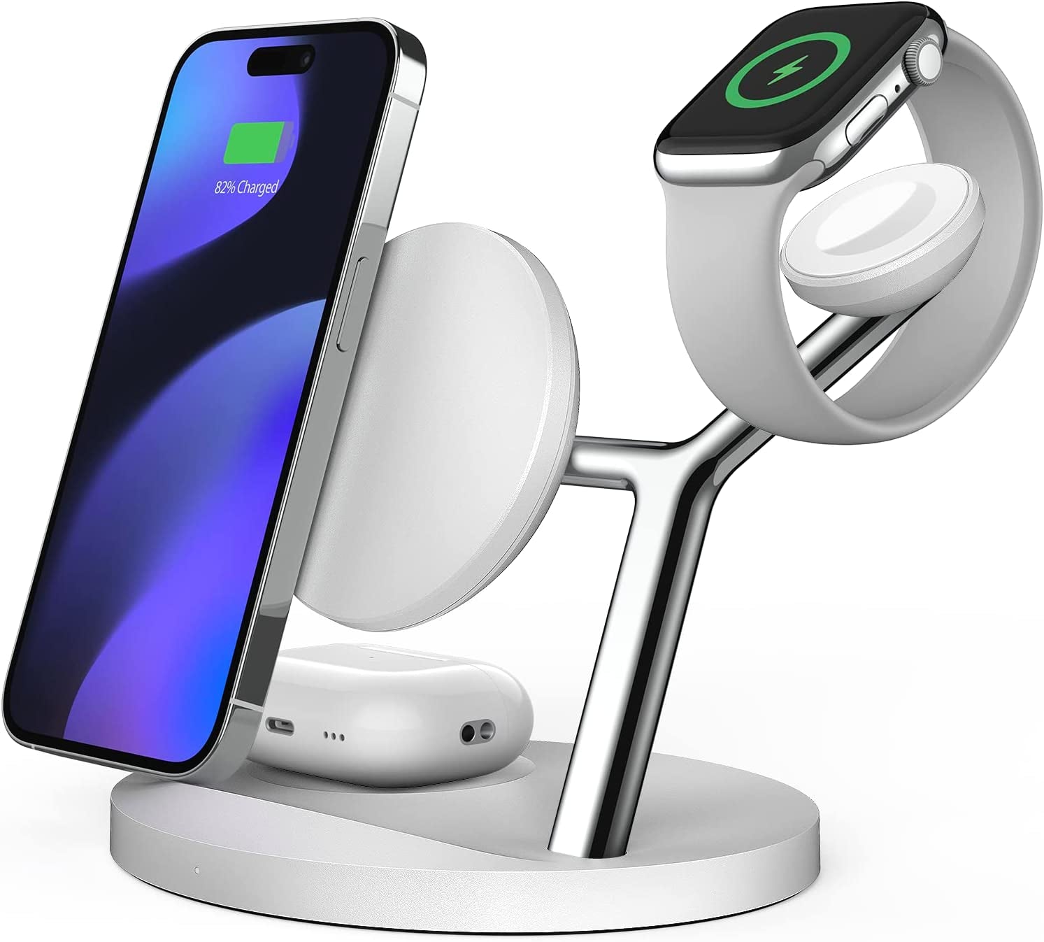 Wireless Charger,Zechin 5-In-1 Wireless Charging Station,Fast Wireless Charger Stand for Iphone 14/13/12/11/Pro/Max/Xs/Xr/X/8/Plus, for Apple Watch 7/6/5/4/3/2/SE, for Airpods 3/2/Pro(White)  ZECHIN   