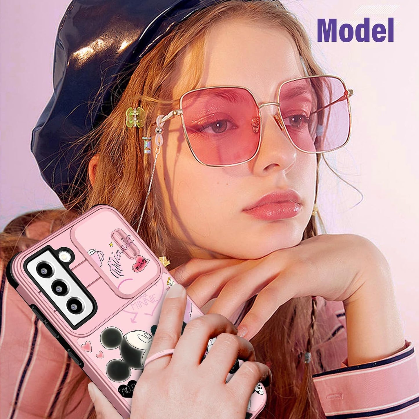Oqpa for Samsung Galaxy S22 plus Phone Case Cute Cartoon Galaxy S22 plus Case with Camera Cover+Ring Holder for Women Girly Girls Boys Kids Kawaii Funny Case for Samsung S22 Plus, Minn Micki  meitong2020   