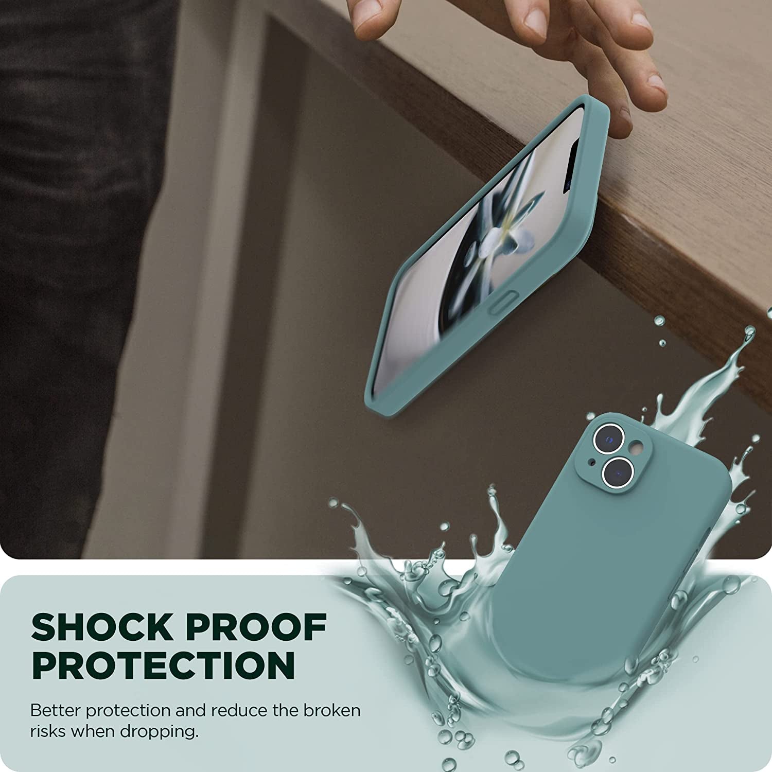 SURPHY Compatible with Iphone 14 Case with Screen Protector (Camera Protection + Soft Microfiber Lining) Liquid Silicone Phone Case 6.1 Inch 2022, Cactus Green  SURPHY   