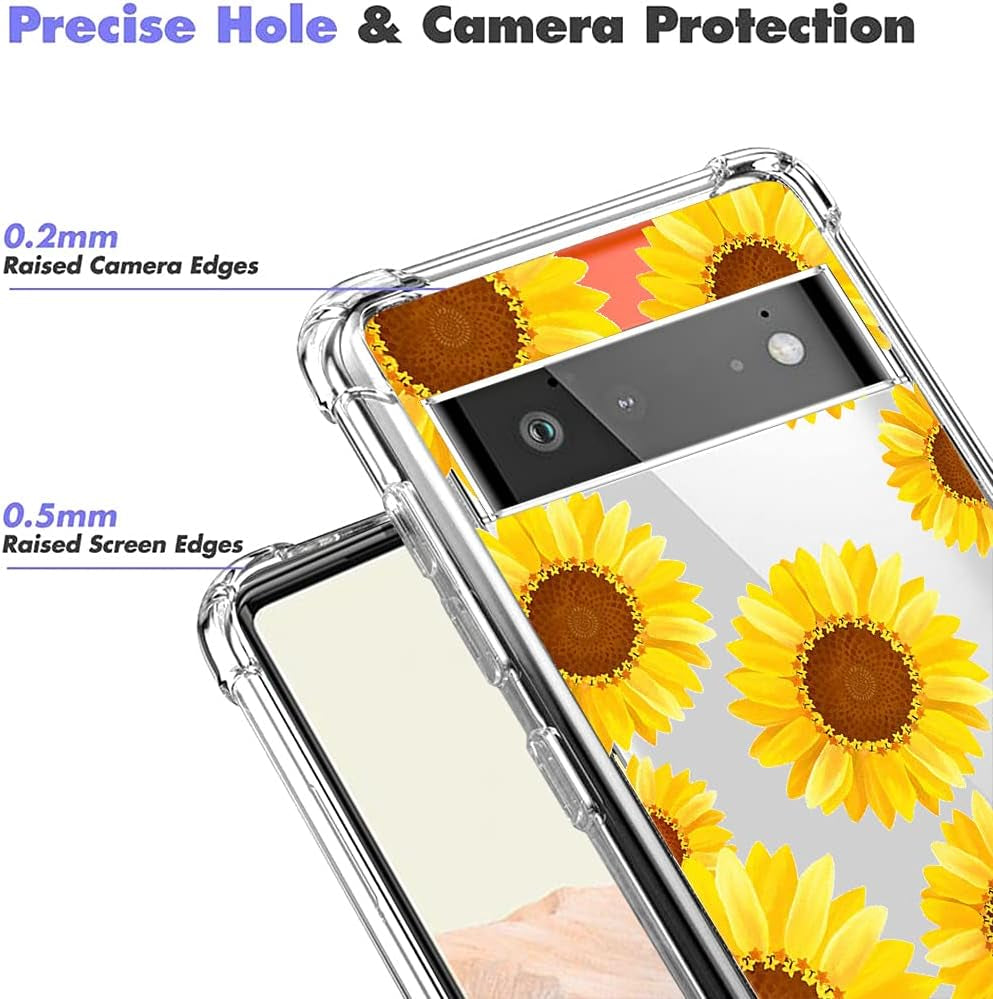 (3 Pack) for Google Pixel 6 Case, for Pixel 6 Case, Shock-Absorption Anti-Scratch Crystal Clear Soft TPU Bumper Protective Phone Case Cover for Google Pixel 6 (2021), Flower  HAIJ   