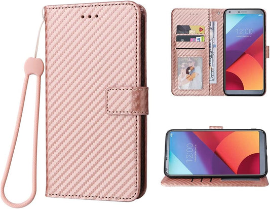 WWAAYSSXA Compatible with LG G6 Wallet Case Wrist Strap Lanyard and Leather Flip Card Holder Stand Cell Accessories Phone Cover for LGG6 Thinq LG6 Thin Q G 6 plus G6+ 6G VS988 H872 Women Men Rose Gold  WWAAYSSXA   