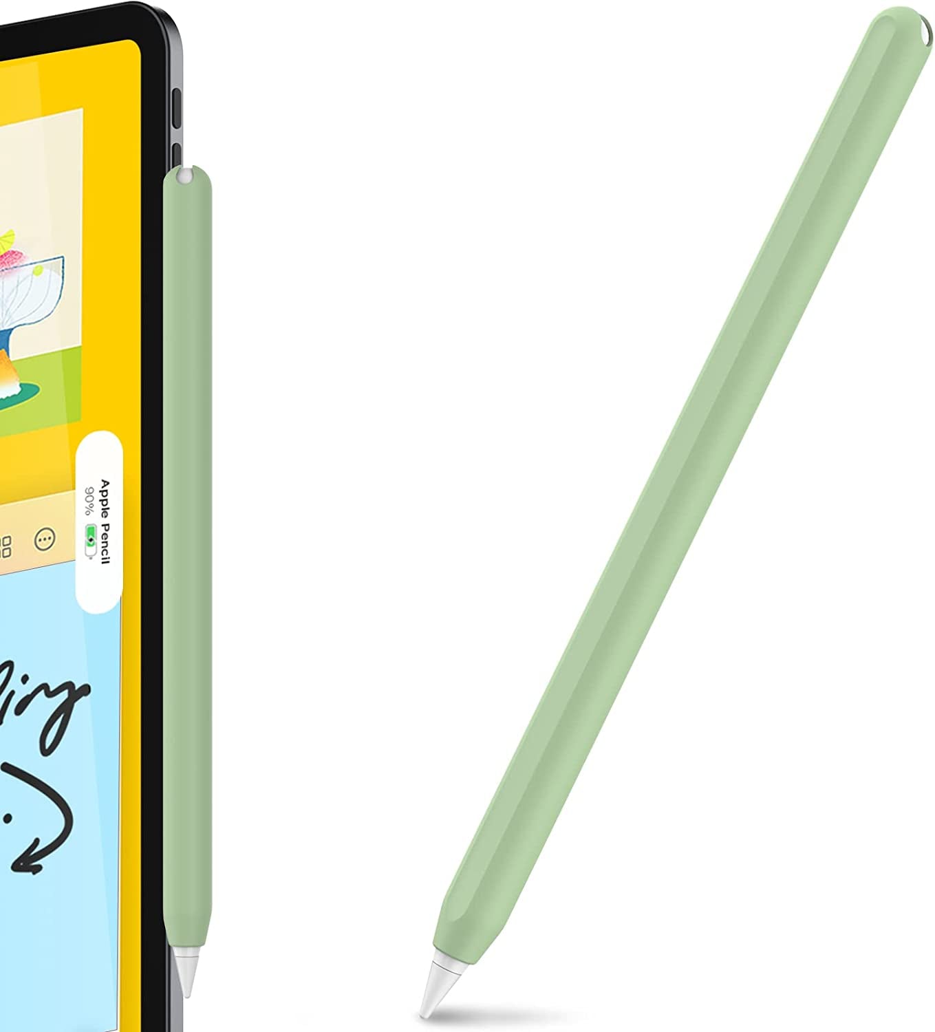 Ahastyle Ultra Thin Case Silicone Skin Cover Compatible with Apple Pencil 2Nd Generation, Ipad Pro 11 12.9 Inch-2 Pack (Light Blue & Pink)  AHASTYLE Avocado Green  