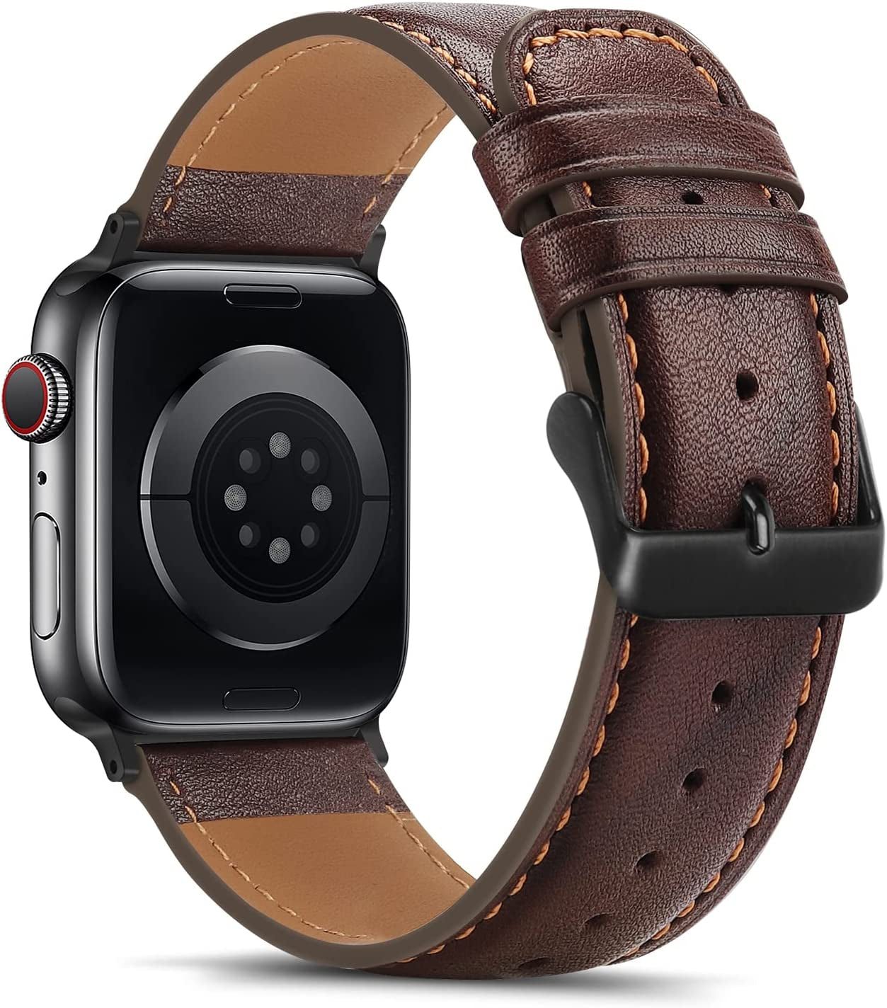 Anlinser Bands Compatible with Apple Watch Band 45Mm 44Mm 42Mm 41Mm 40Mm 38Mm for Women Men, Leather Replacement Strap Compatible with Iwatch Series 8 7 6 5 4 3 2 1, SE (45Mm/44Mm/42Mm, Dark Brown)  Anlinser   