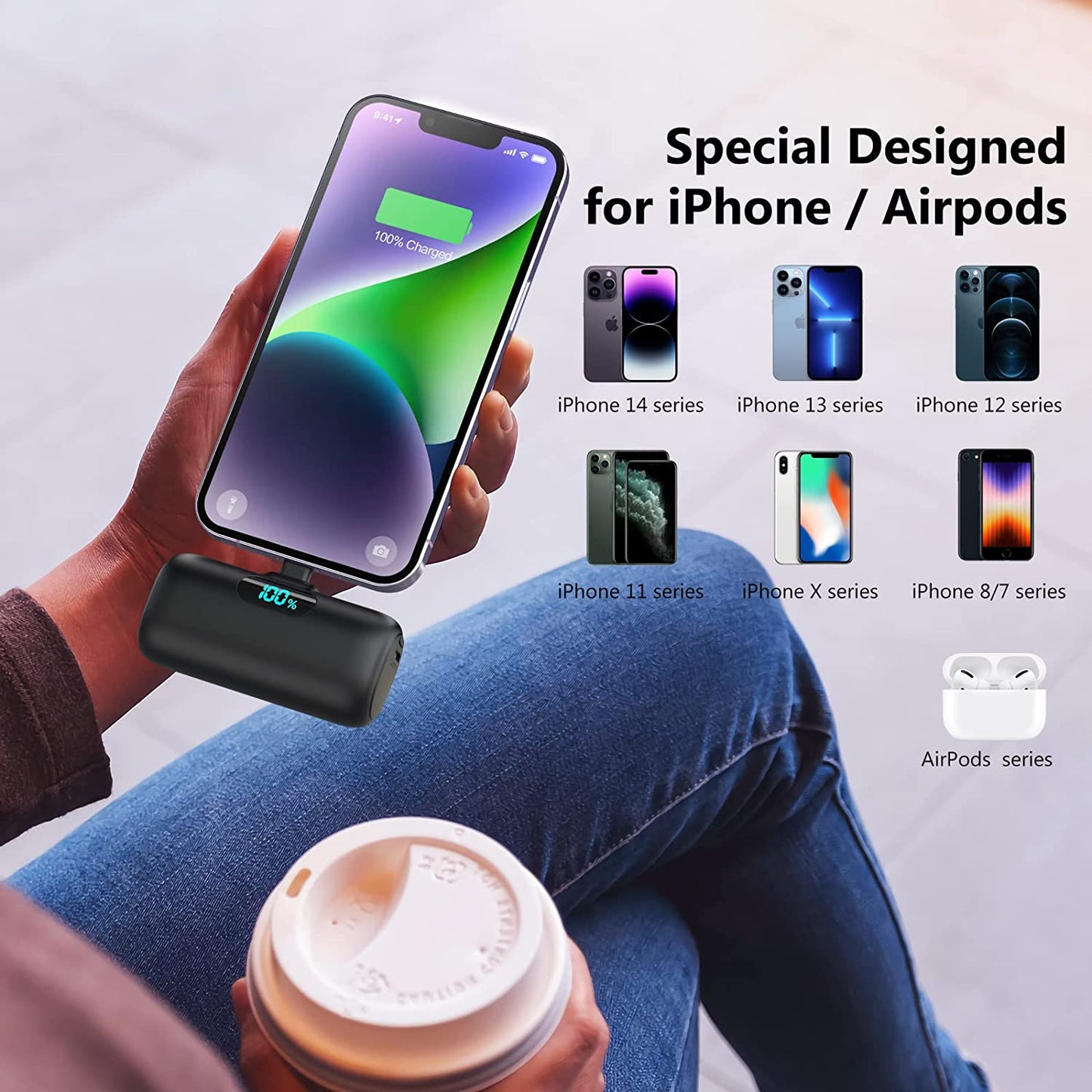 [2 Pack]Mini Portable Charger 5000Mah,Ultra-Compact 15W PD Fast Charging Power Bank,Lcd Display Cute Battery Pack Backup Charger Compatible with Iphone 14/14 Pro Max/13/13 Pro/12/Xr/8/7/6-Black+White  Dongguan Yuanhaoxun Technology Co., Ltd   